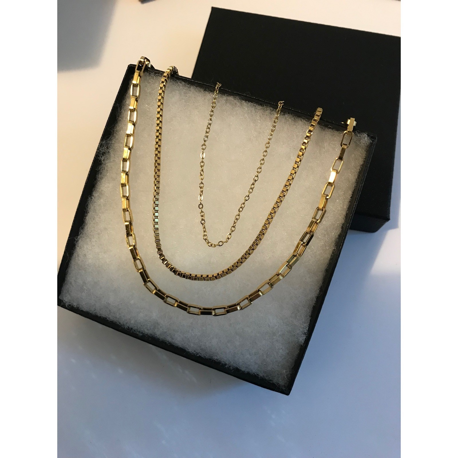 Beautiful Triple Layer 18K Gold Chain Necklace