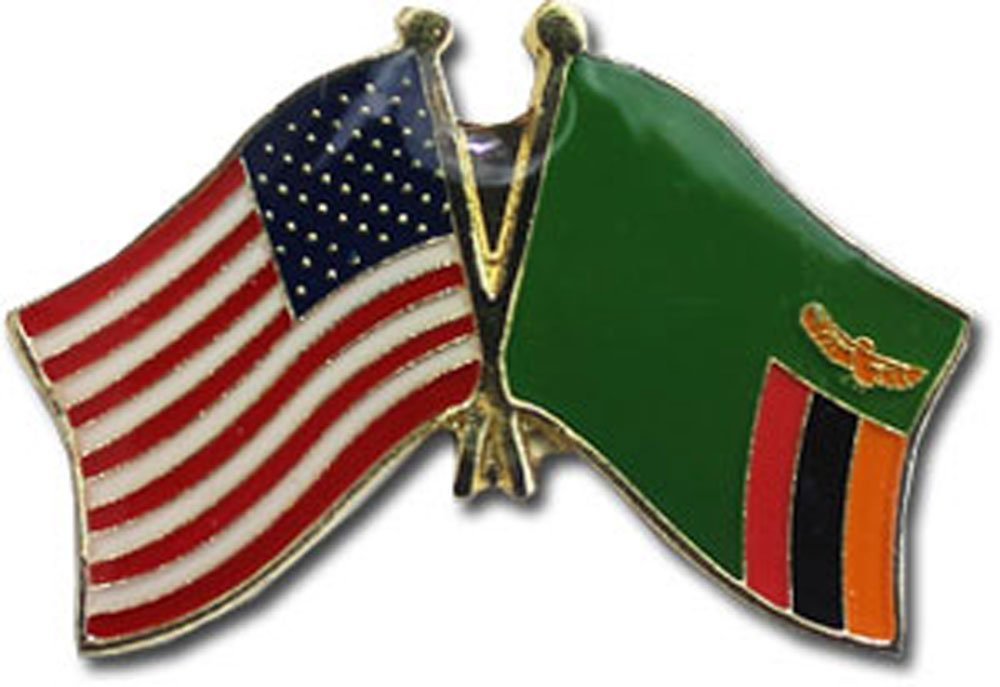 Wholesale Pack of 24 USA American Zambia Friendship Flag Hat Cap lapel Pin