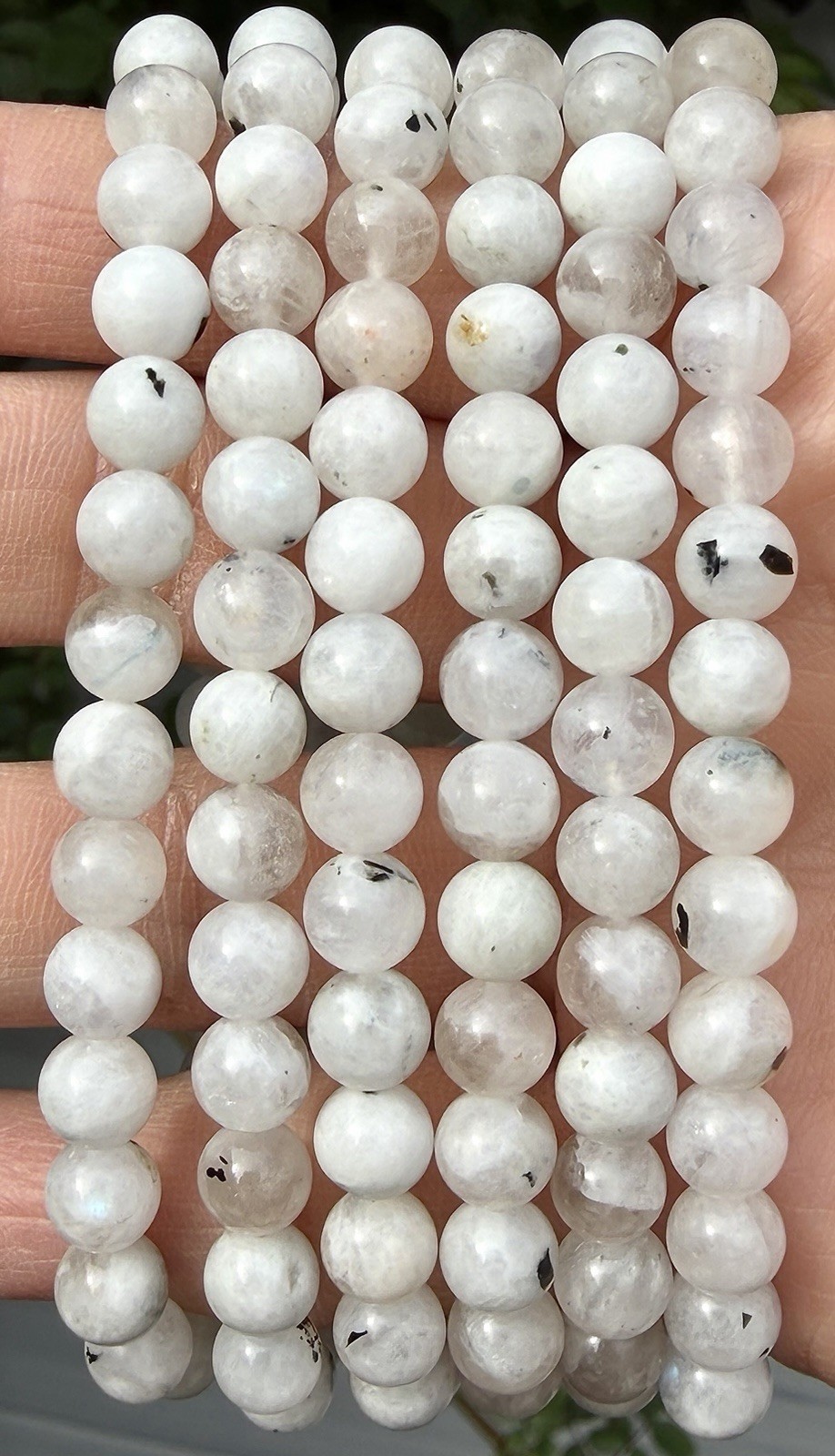 Wholesale Lot 6 Pcs Natural Rainbow Moonstone 6mm 7.5” Crystal Stretch Bracelet