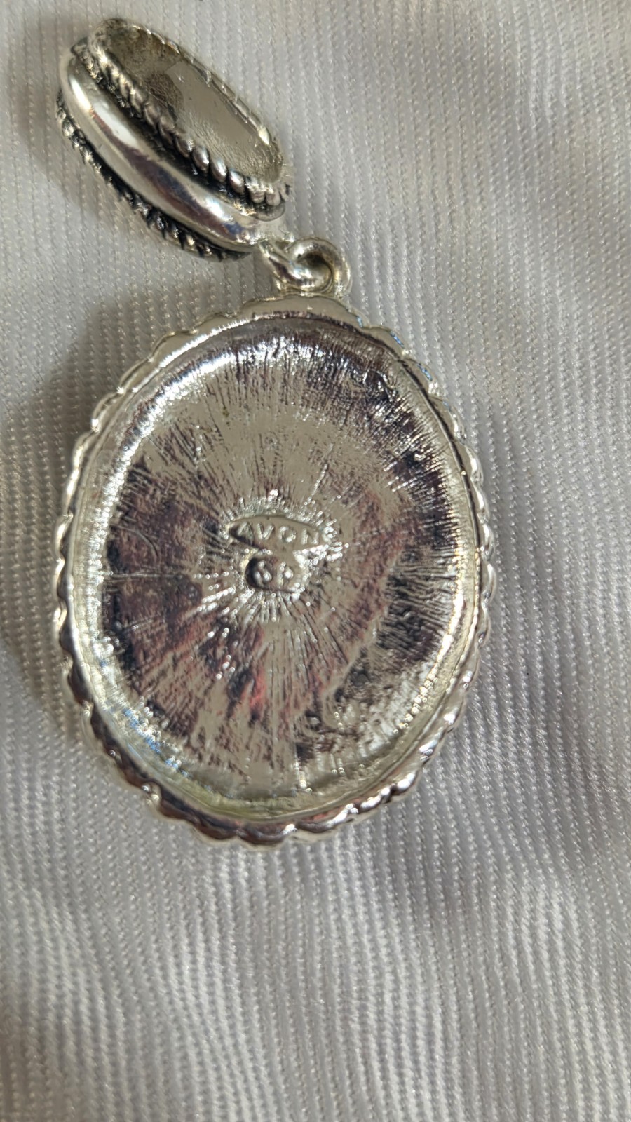 Vintage Avon Oval Brown Tiger’s Eye Charm Pendant, Silver Plated Bezel Setting