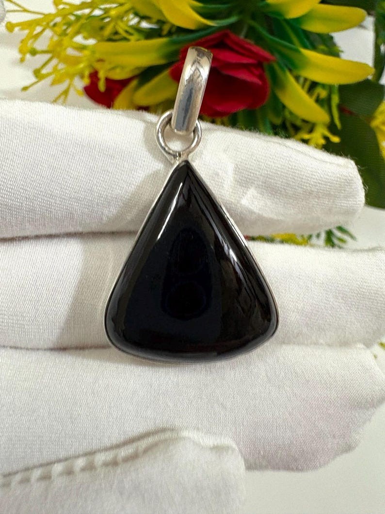 Natural Black Tourmaline Pendant 37.15Ct 925 Silver Crystal Jewelry