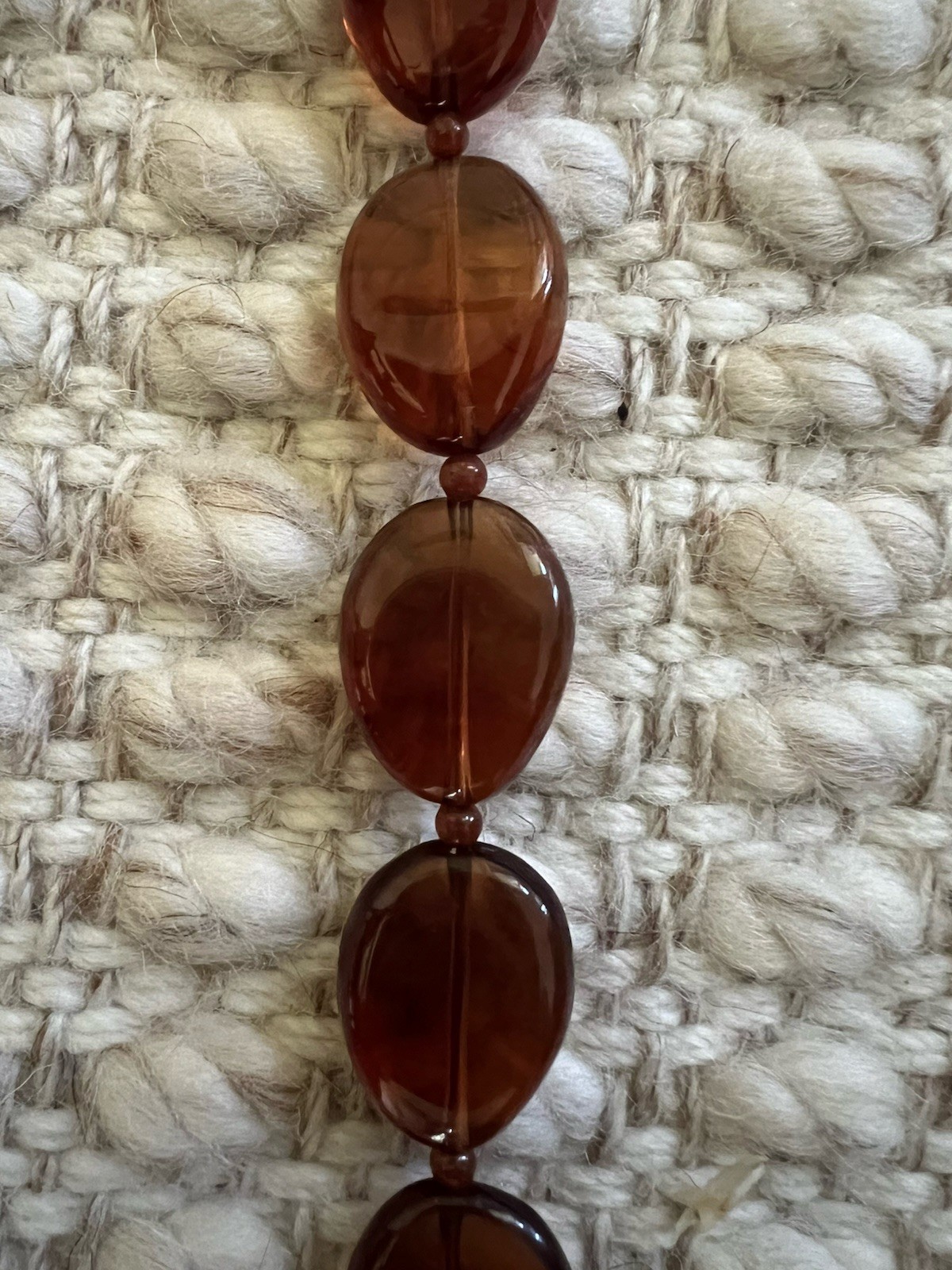 Brown Plastic Beaded Necklace 15 Inch Drop, Clear And Good Quality