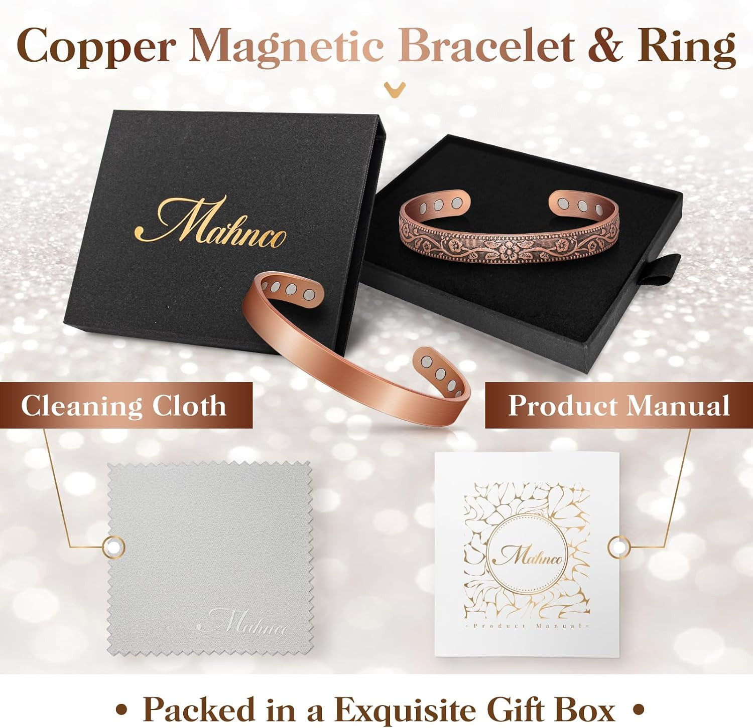 Copper Bracelets for Women Men: Lymph Detox Magnetic Bracelet, 100% Pure Copper
