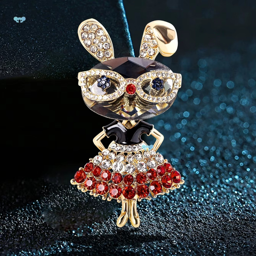 Easter Spring Bunny Crystal Rhinestone Brooch Pin Rabbit Animal Jewelry Gift