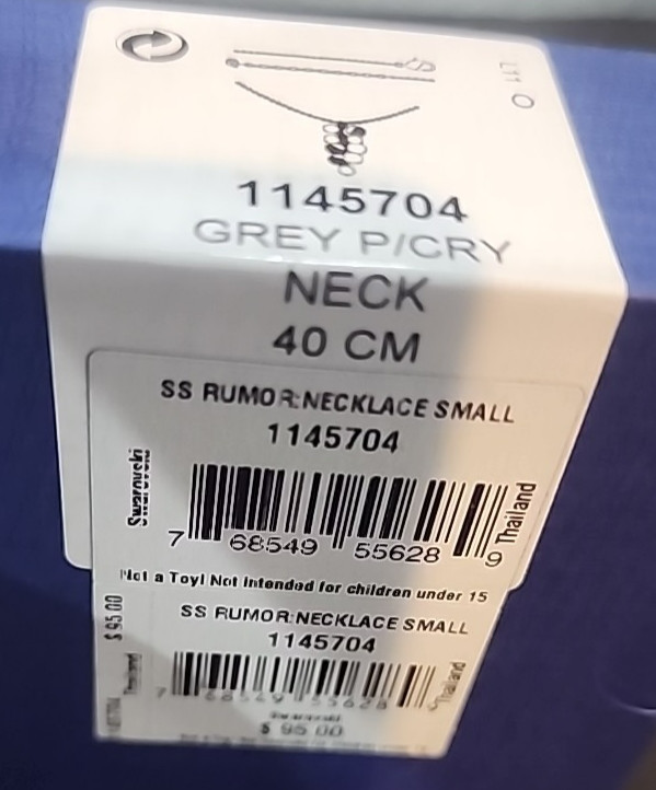 Swarovski Rumor Small Necklace Grey Crystal Pearls Clear Pavé Rhodium 40cm NIB