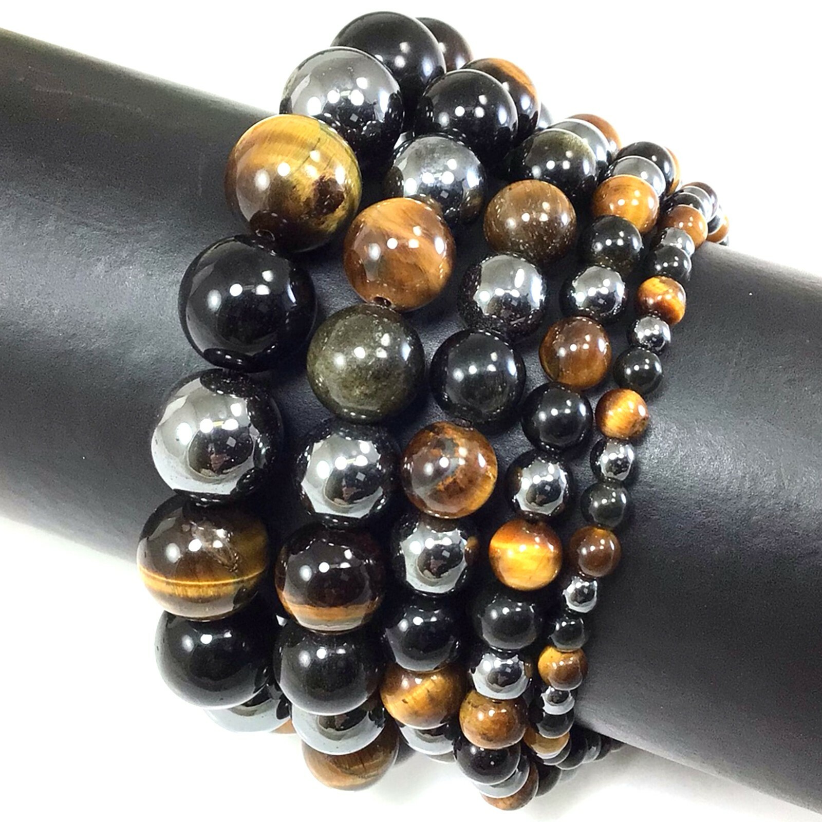 Triple Protection Bracelet Natural Gemstone Bracelet Tigereye,Hematite,Obsidian