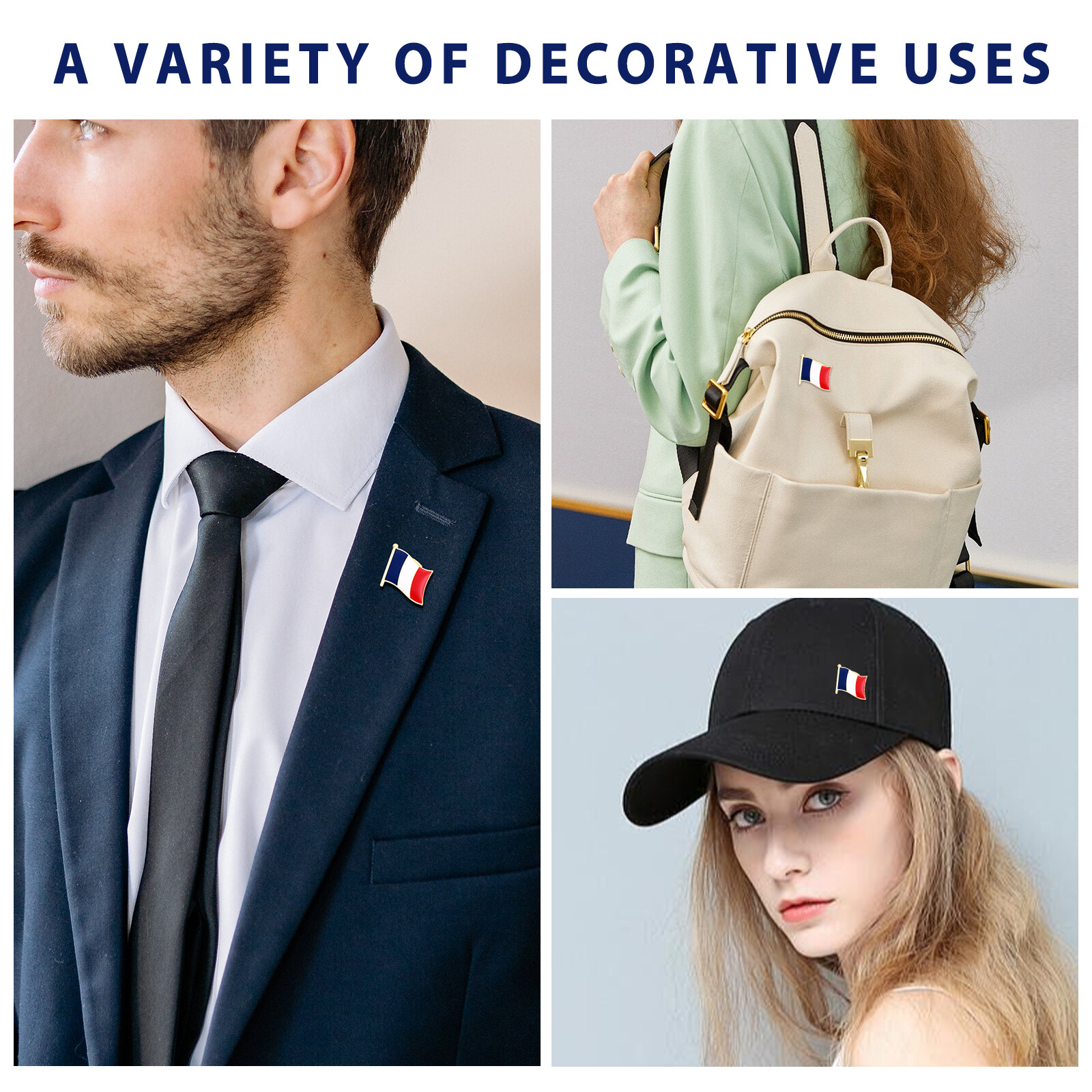 French Flag Pin Men’s Women’s Suit Uniform Lapel Pin Bastille Day Patriotic Pin