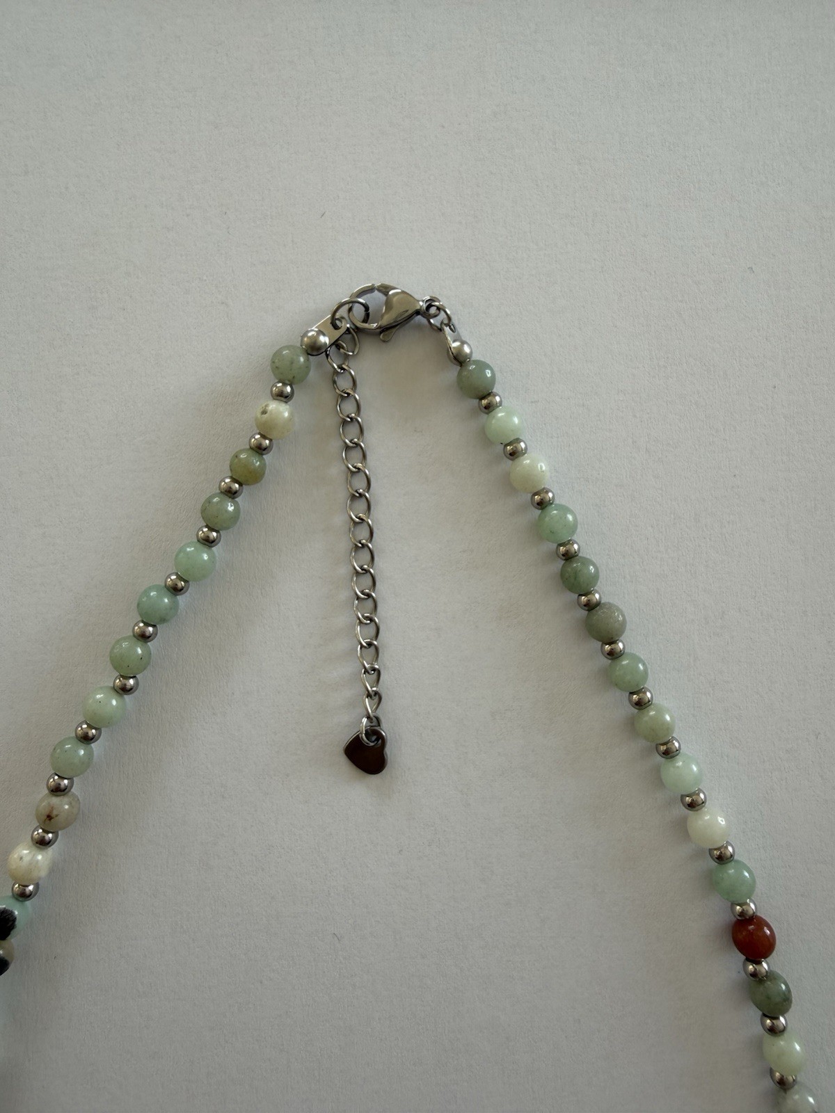 Women’s Aventurine Natural Stone Stainless Steel Silver Fashion Necklace UK