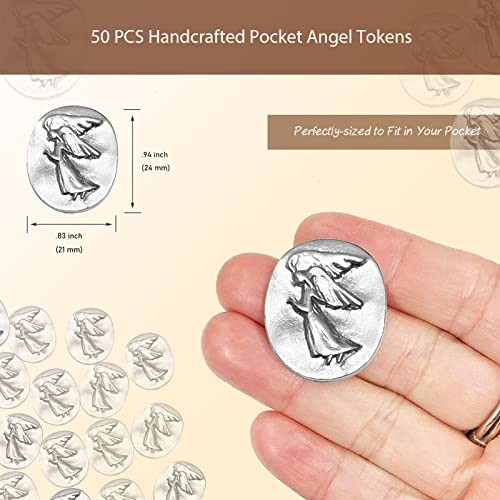 50 Pcs Spirit Guardian Angel Token – Good Luck Pocket Coin 50pcs Angel(silver)