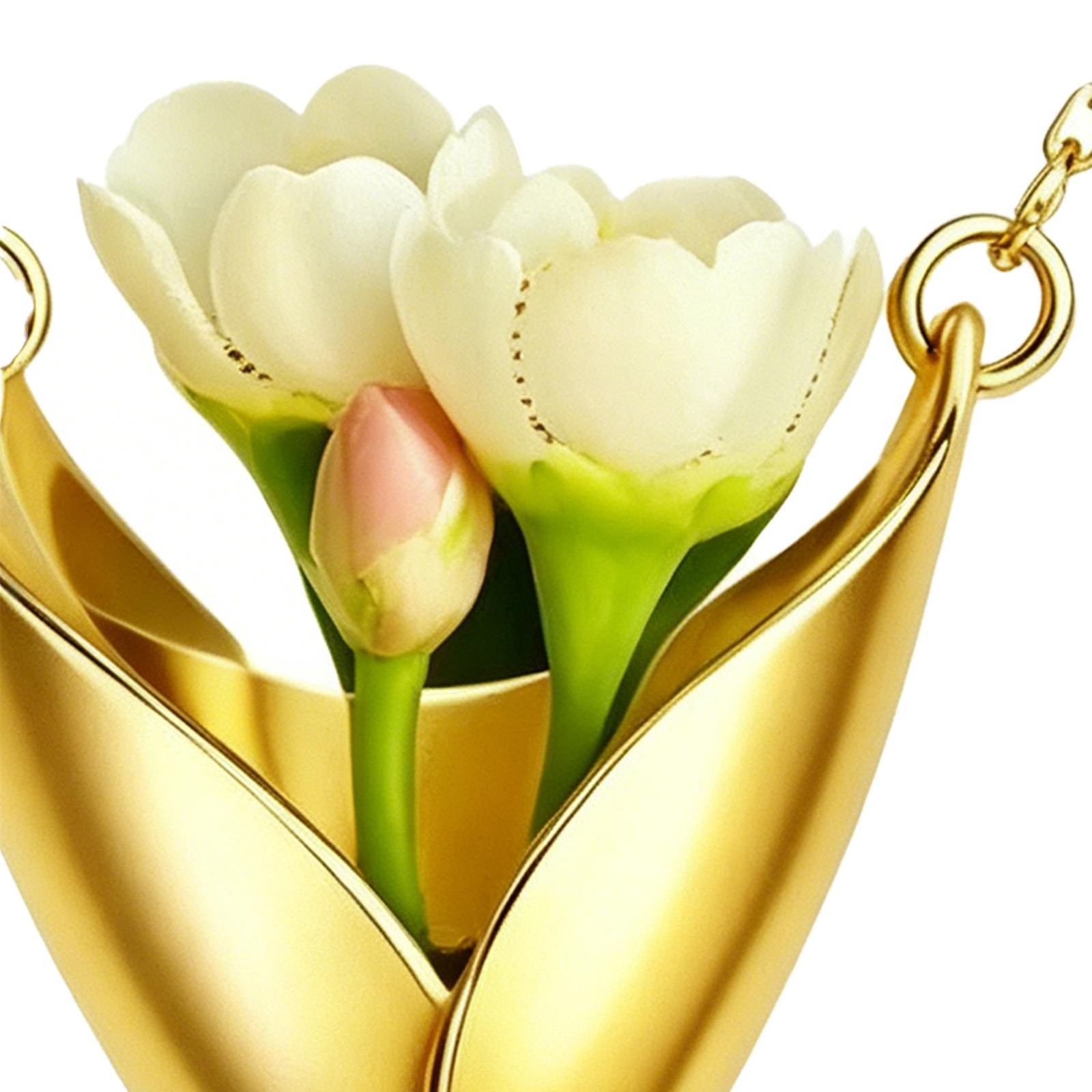 Bouquet Necklace Flower Holder Necklace Pendant Floral Vase Necklaces Gift