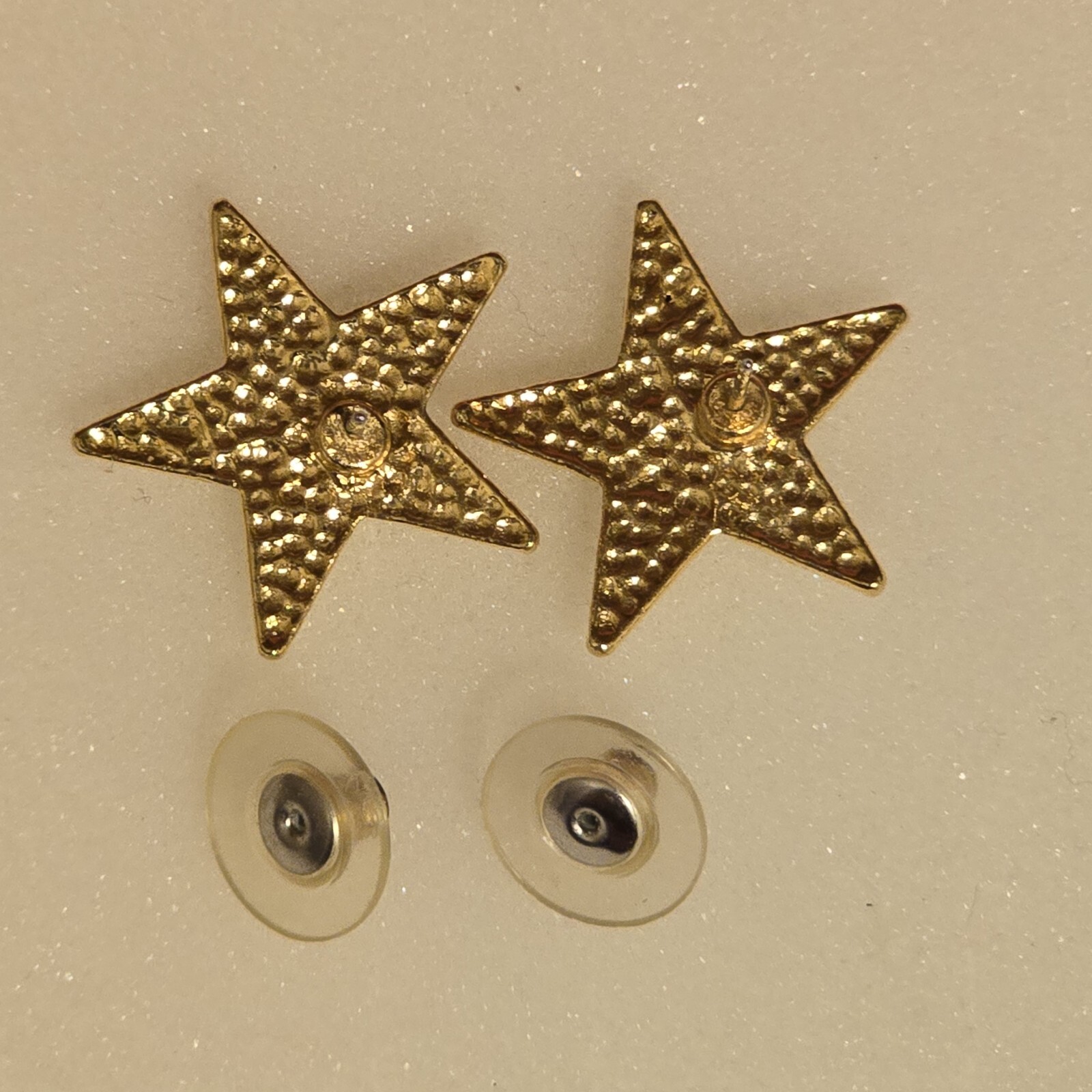 Vintage Gold Tone Cubic Zirconia Star Post Earrings For Pierced Ears 7/8″ inch