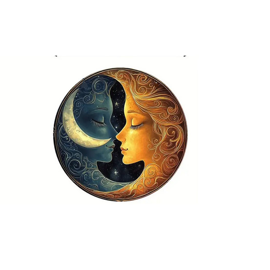 MOON CELESTIAL FACE to FACE ART Pendant on plated 925 Silver 20″ 22″ Necklace