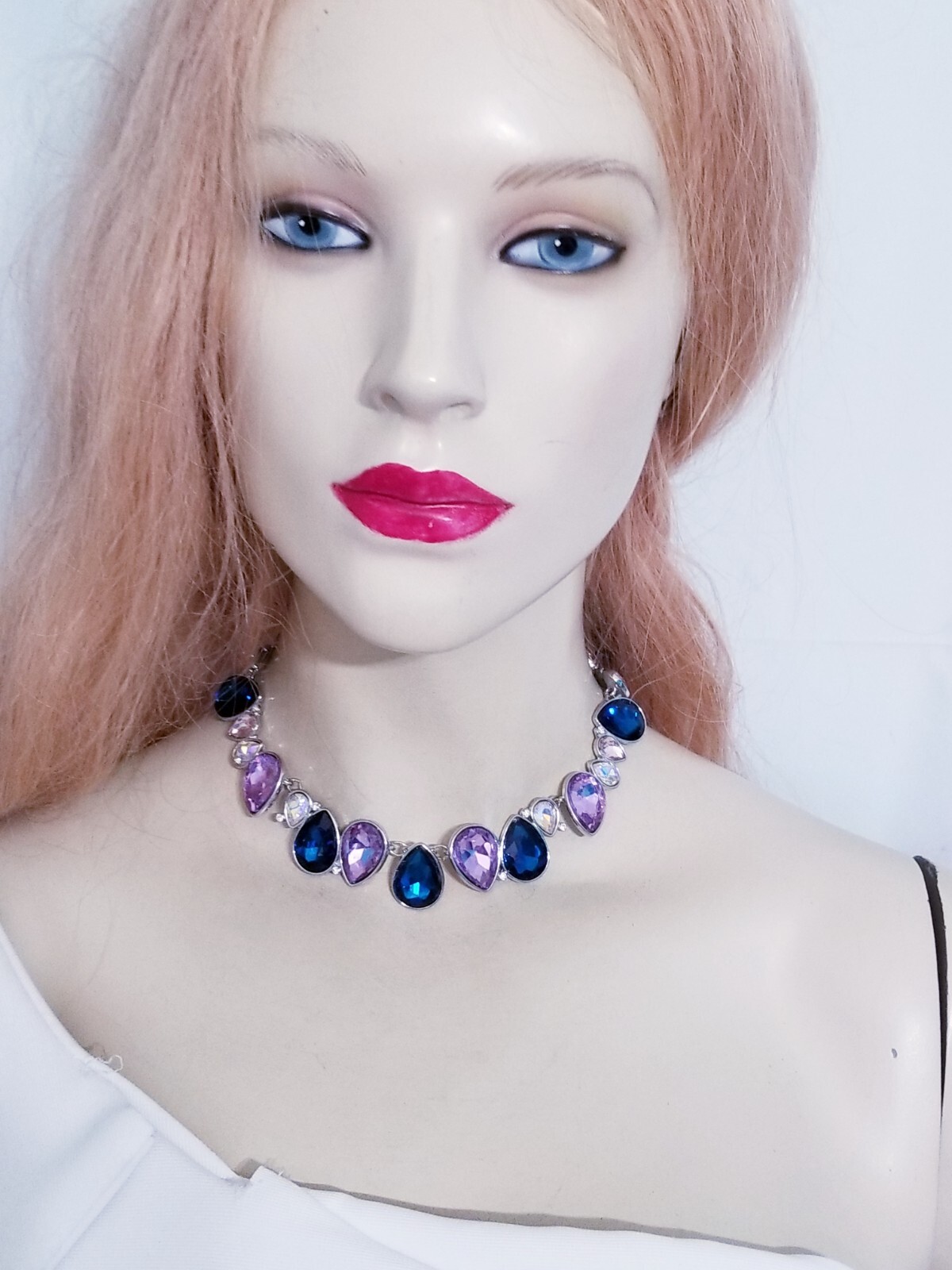 Choker Necklace ONLY Rhinestone Crystal Purple Prom Pageant Bridal
