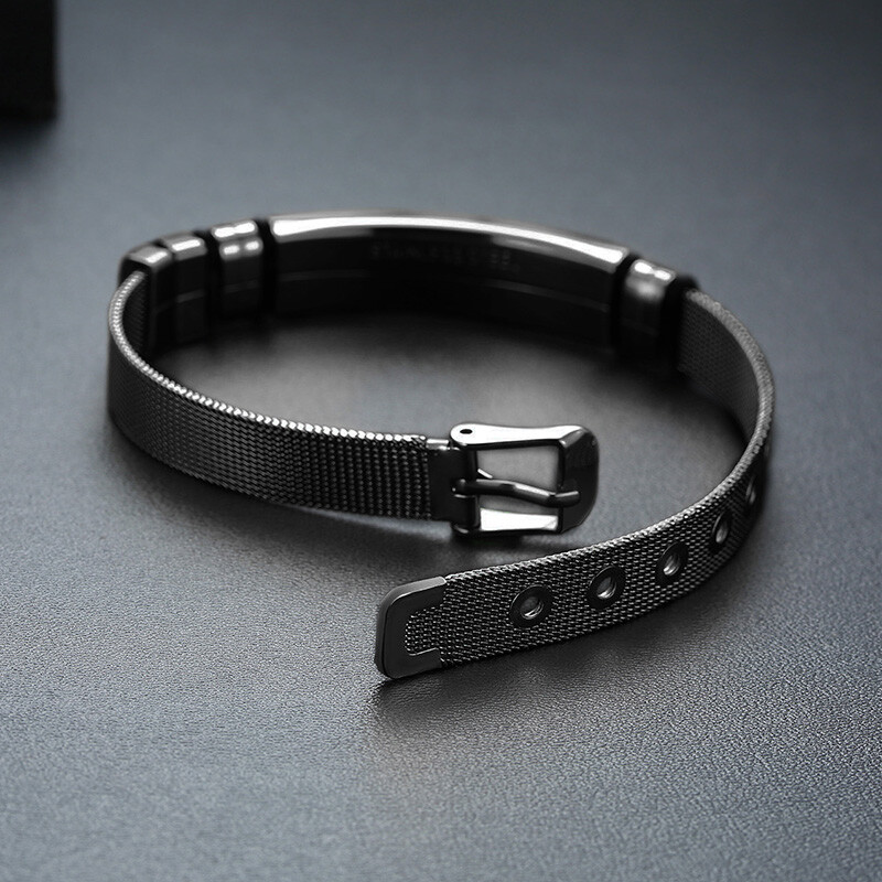 Personalized Encouragement Prayer Men Bracelet Christian Cross Bible Cuff Black