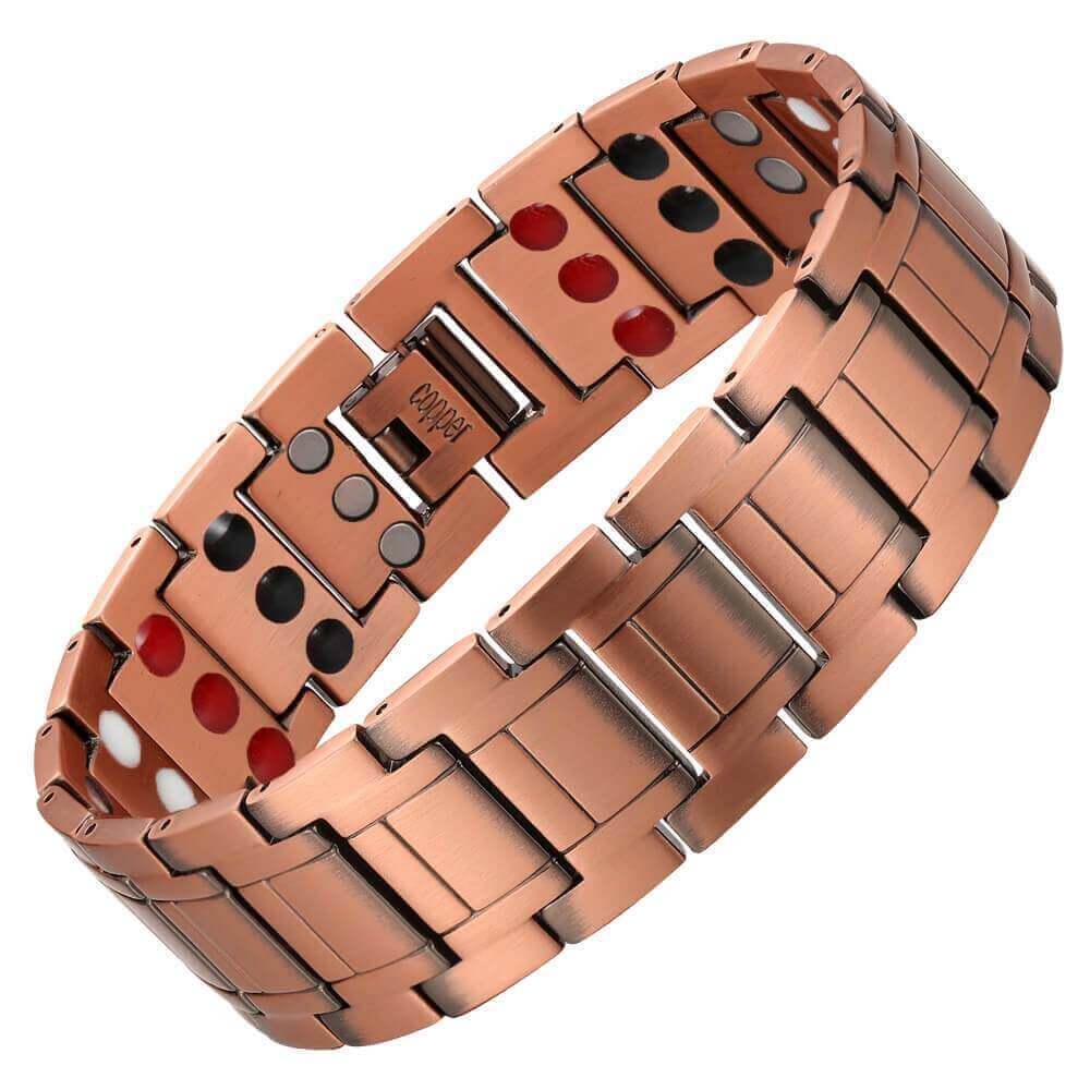Large Copper Magnetic Bracelet 4 Element Men Balance Energy Power Arthritis Pain