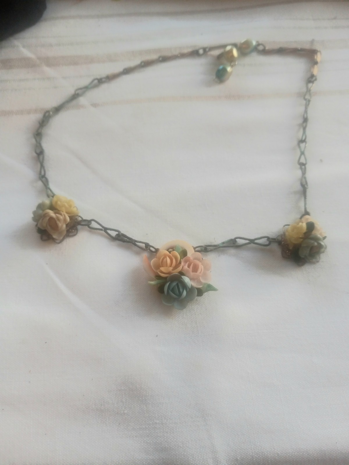 Vintage Seashell Necklace Spring Colors
