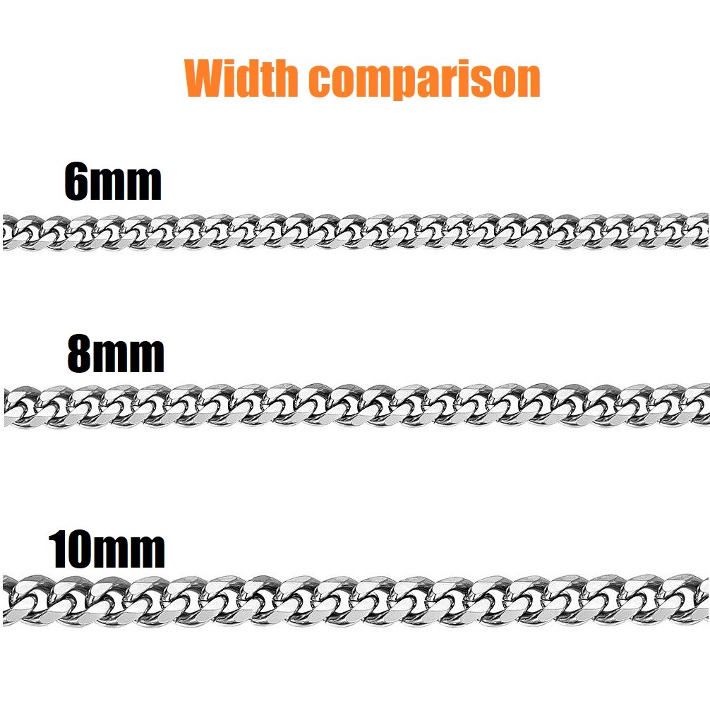 Silver Stainless Steel Curb Cuban Link Chain Bracelet Unisex Women Men 6/8/10mm