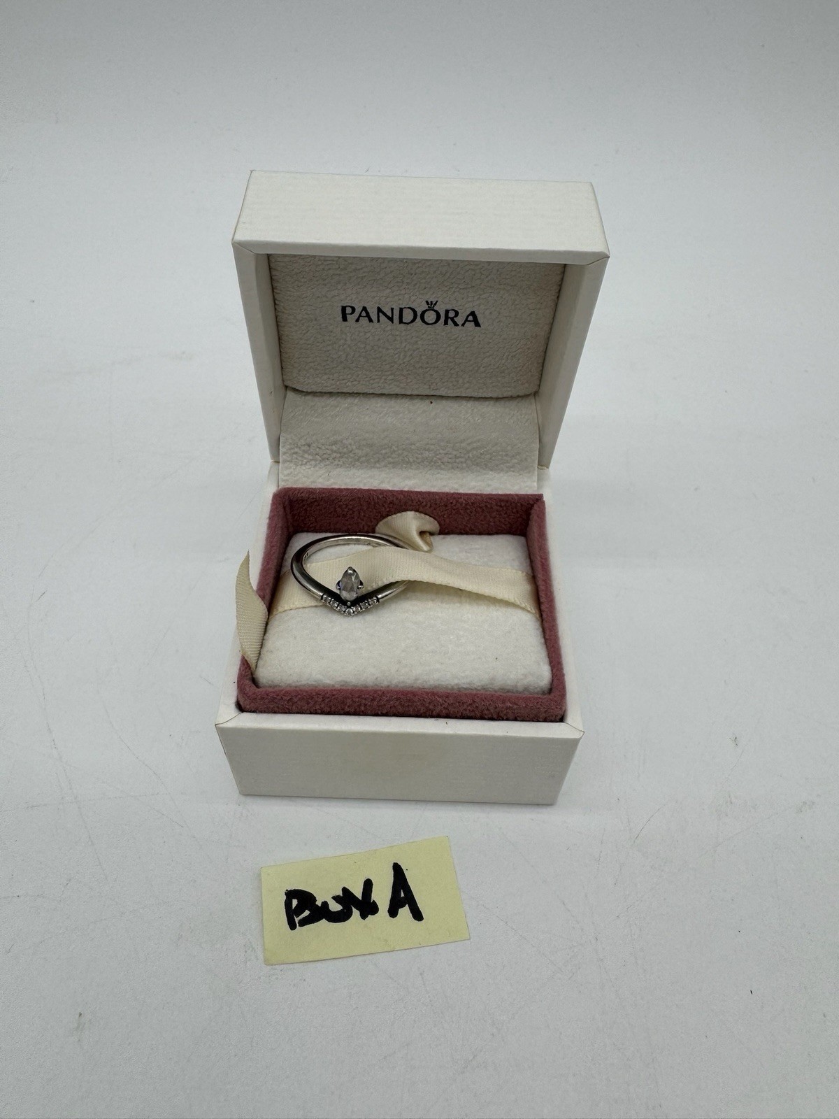 Pandora Ring Size US 5 Eur 50 CLASSIC WISHBONE Silver Cubic Zirconia Stone S925