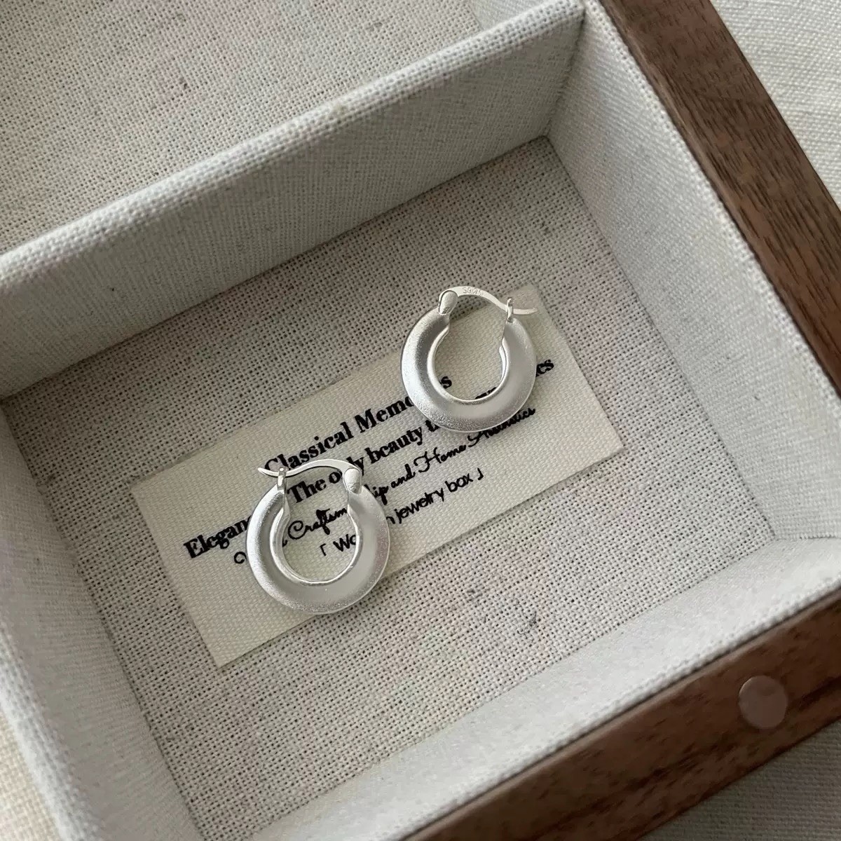 925 Silver Matte Chunky Hoop Earrings Thick Round Huggie Earrings for women 368