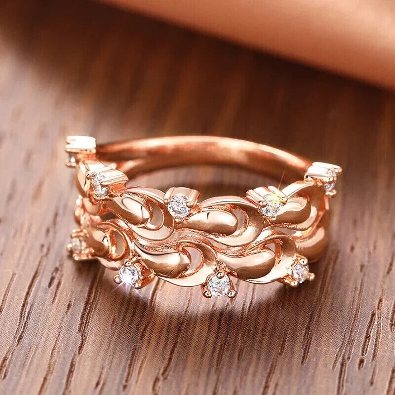 Round Cut Simulated Diamond Women’s Gorgeous Wedding Ring 14k Rose Gold Plated