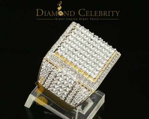 Yellow Silver 12.0ct Cubic Zirconia Square Men Adjustable Ring From SZ 9 to 11
