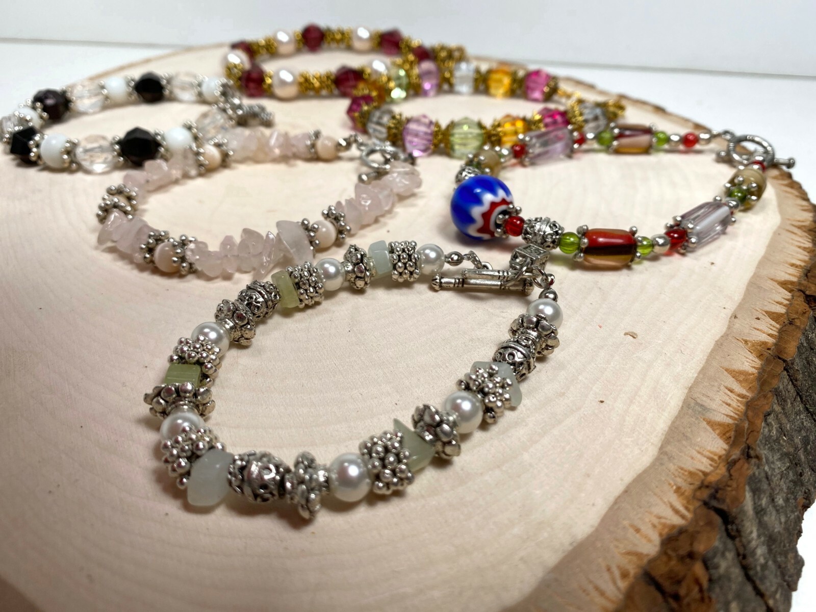 Colorful Bracelets Wholesale Lot of 12 RAINBOW Pink Beaded Toggle Bracelet