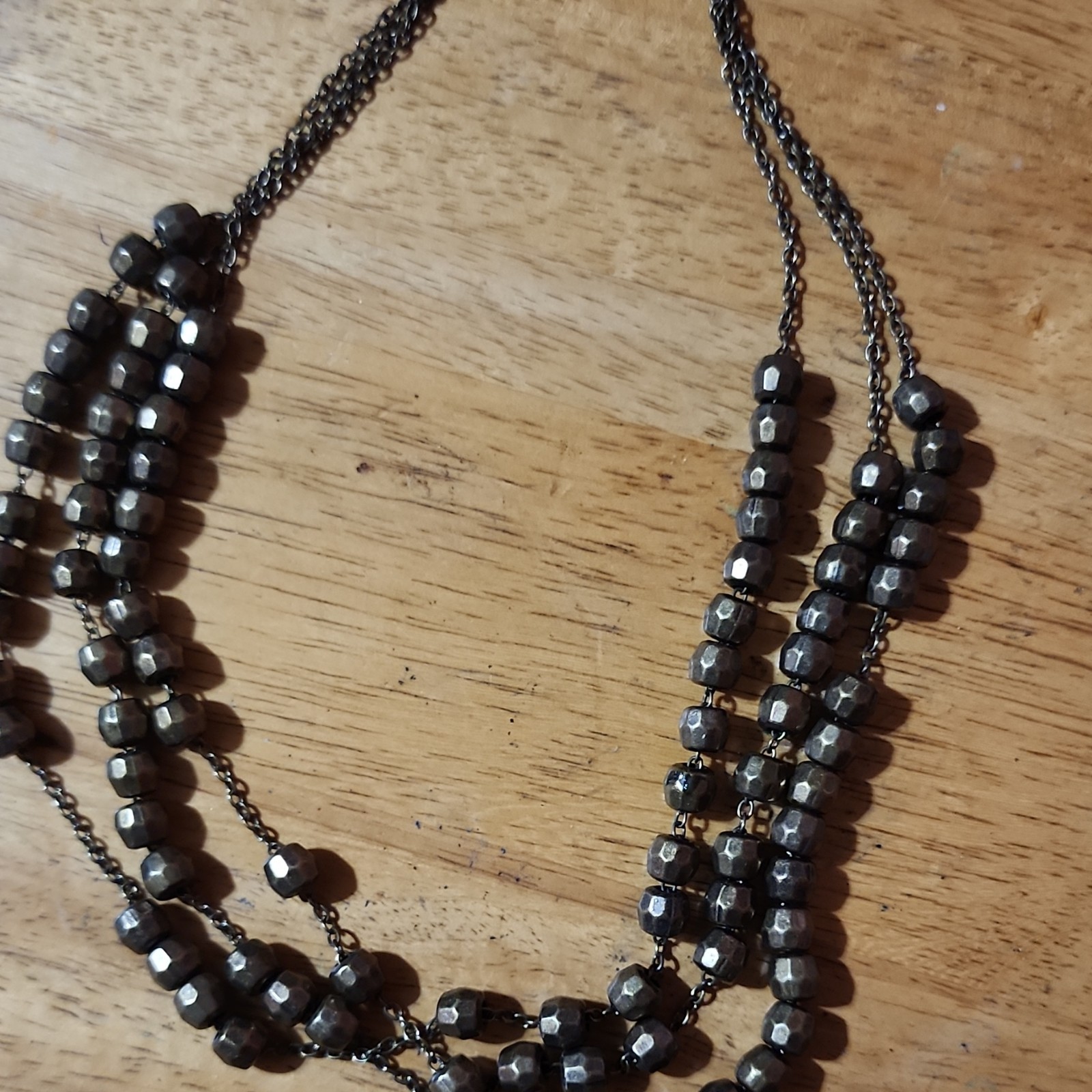Gray Beaded Multi-Row Cable Chain Necklace, No Stone, 0 Gemstones
