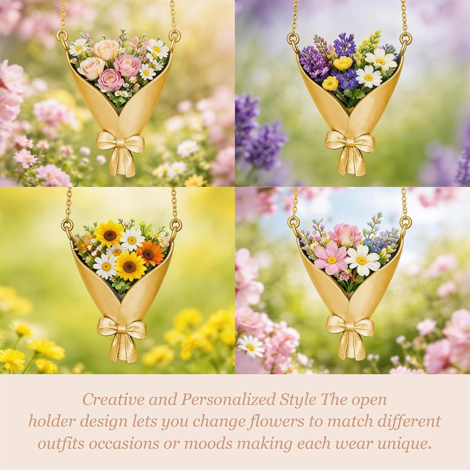 DIY Flower Holder Necklace Mini Vase Jewelry Bouquet Wearable Gift for Women