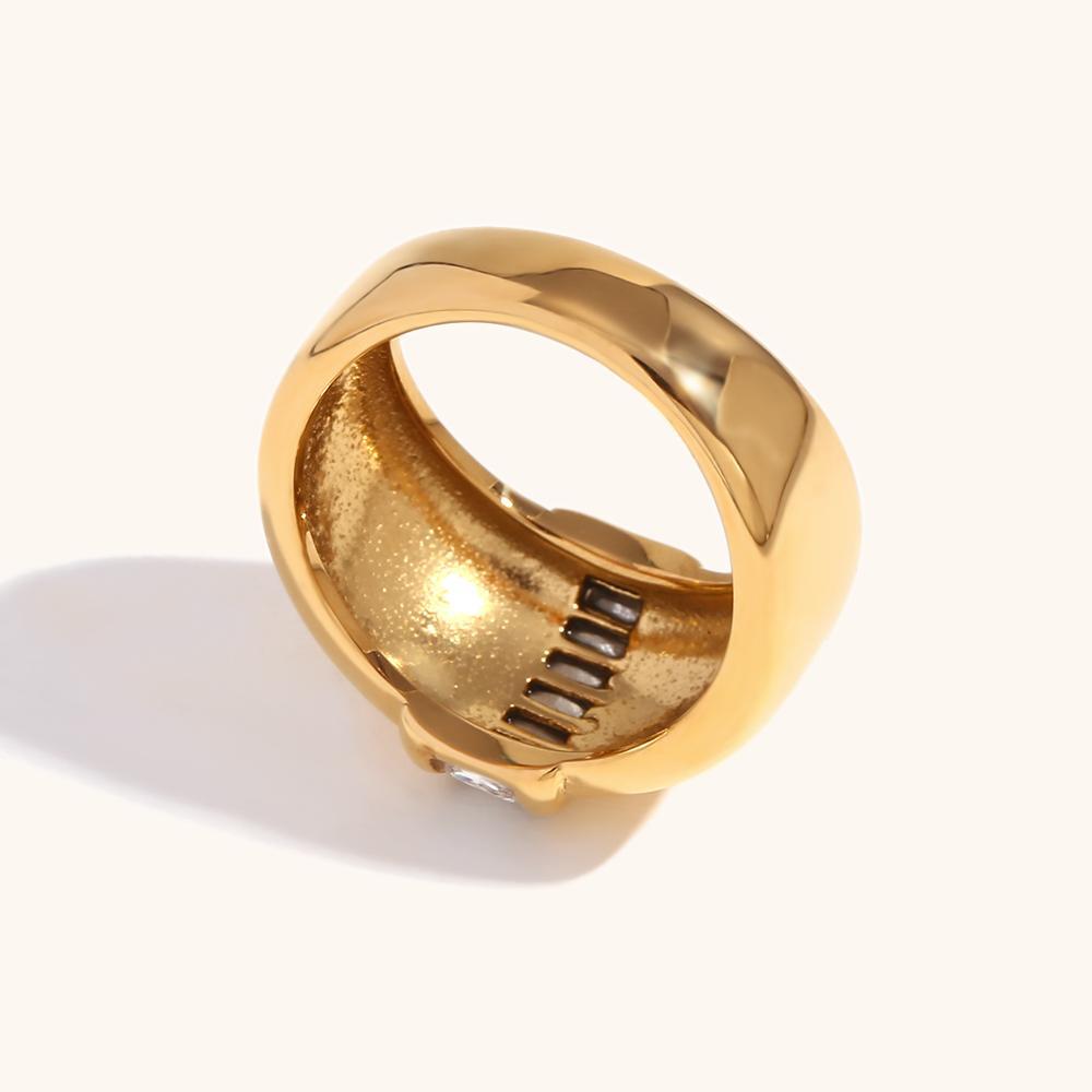 Simple Cubic Zirconia Stainless Steel Gold/Silver Color Fashionable Lovely Ring