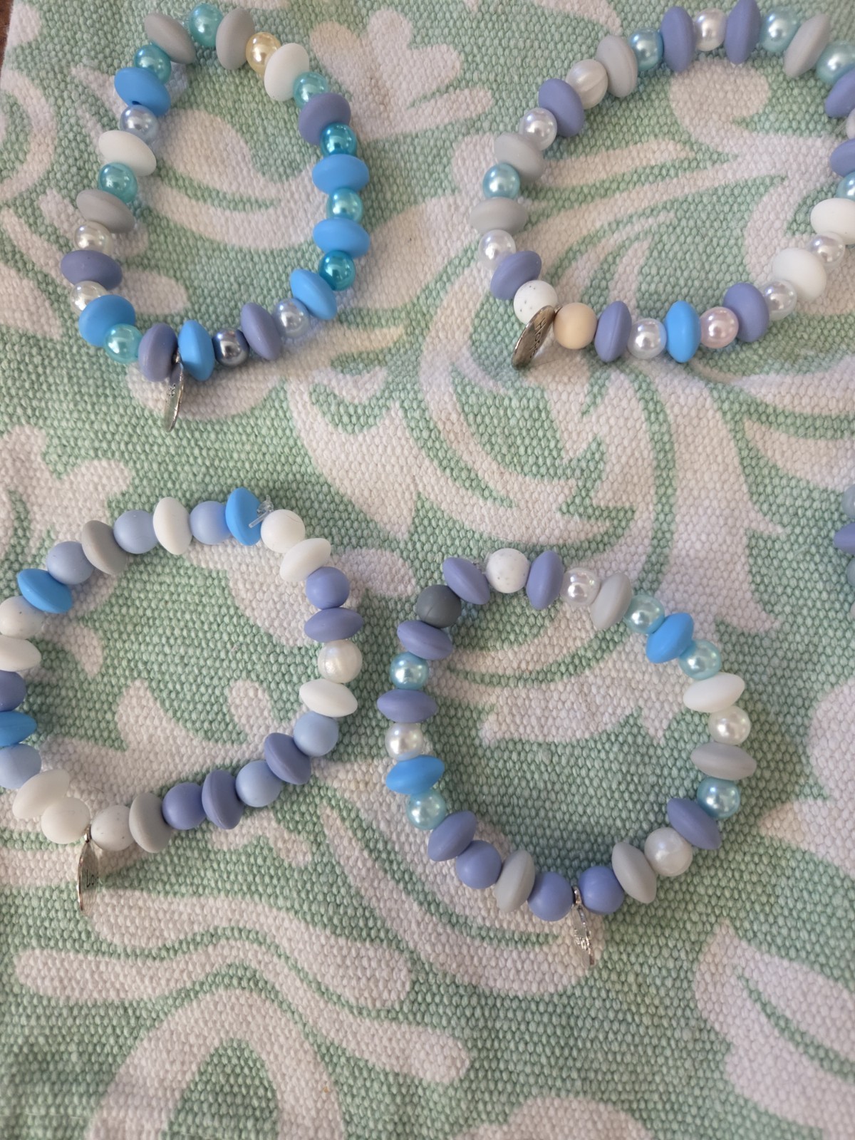 Blue Love,Hope,Family ,Laugh and Believe Beaded Bracelet
