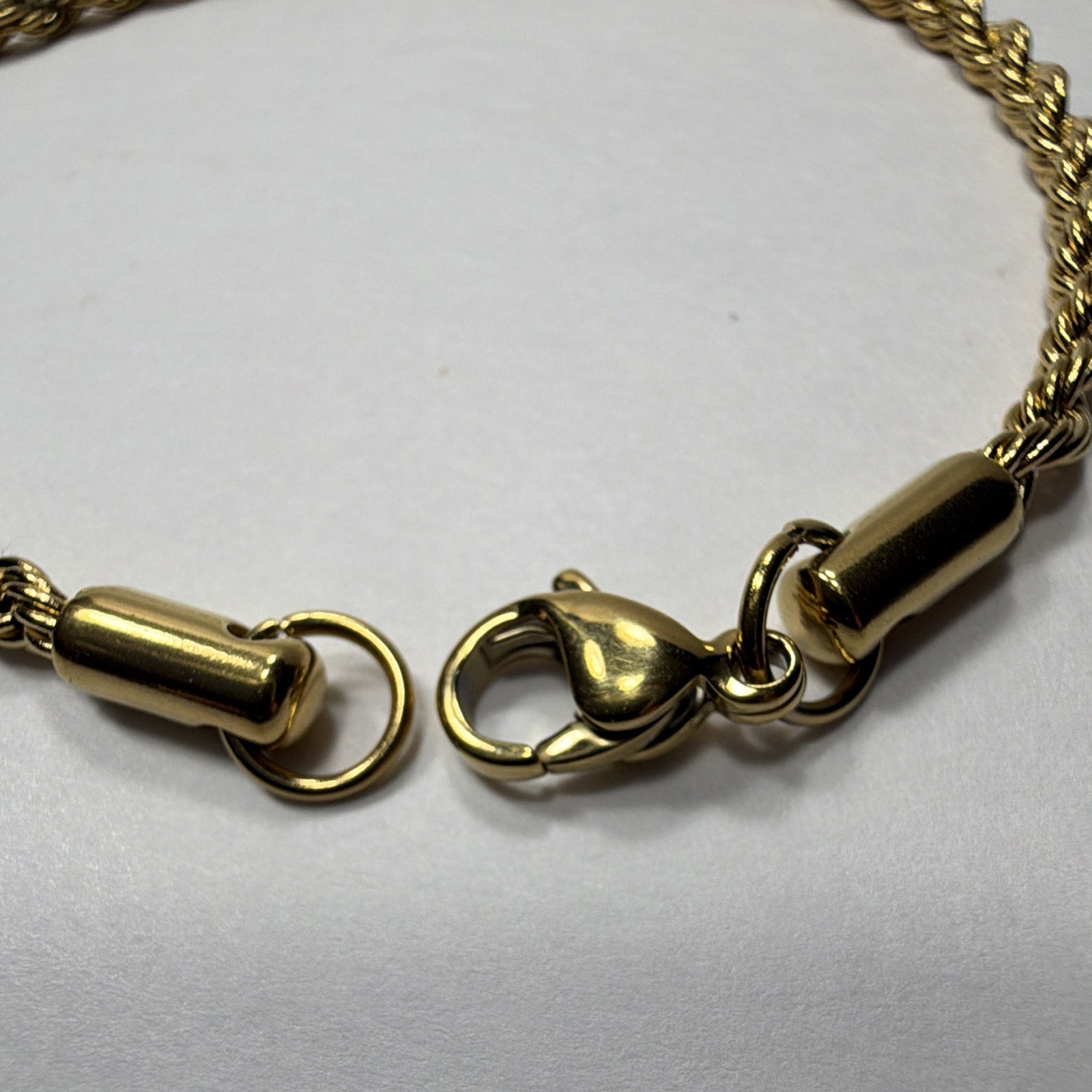7 Inch Gold Tone Stainless Steel 3mm Twist Rope Chain Bracelet Unisex Jewelry