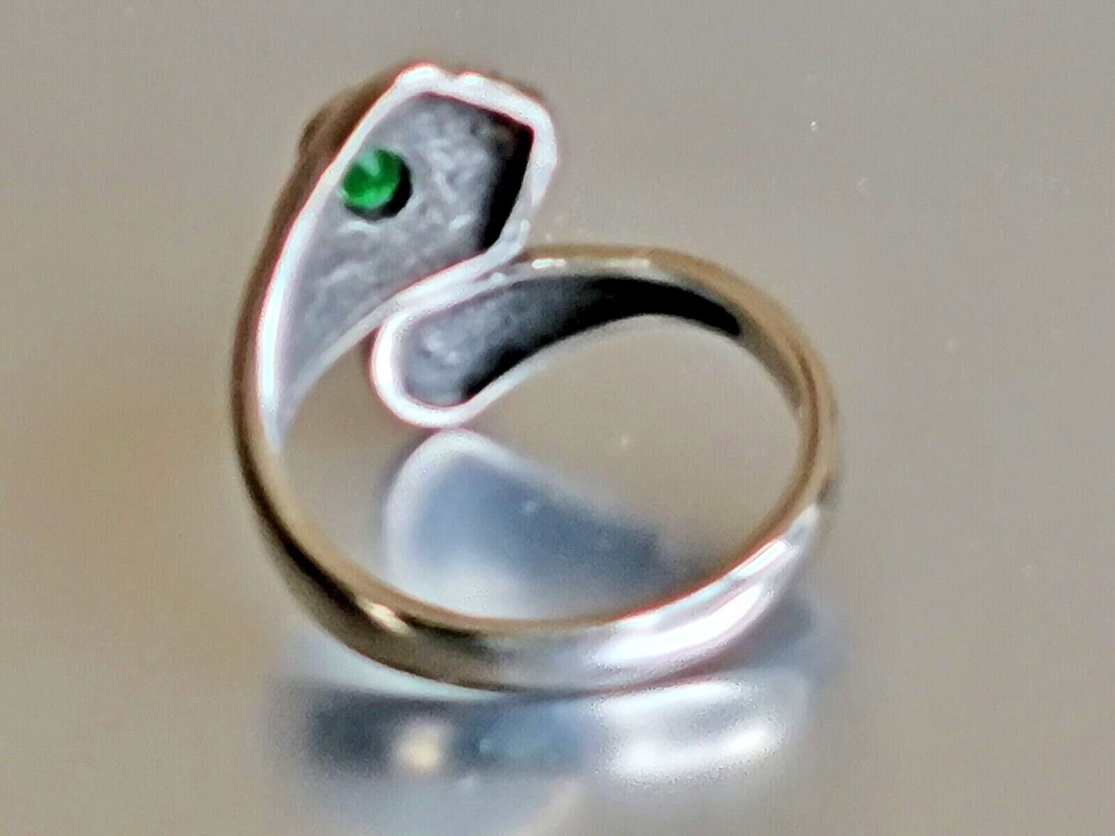 Stainless Steel Spoon Ring – Silver Finish Spoon Ring with Green CZ & Flower