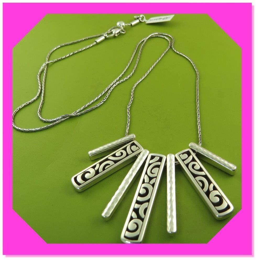 BRIGHTON DECO LUXE FAN Bar Groove Crystal Reversible Long NECKLACE NWtag $78 50%