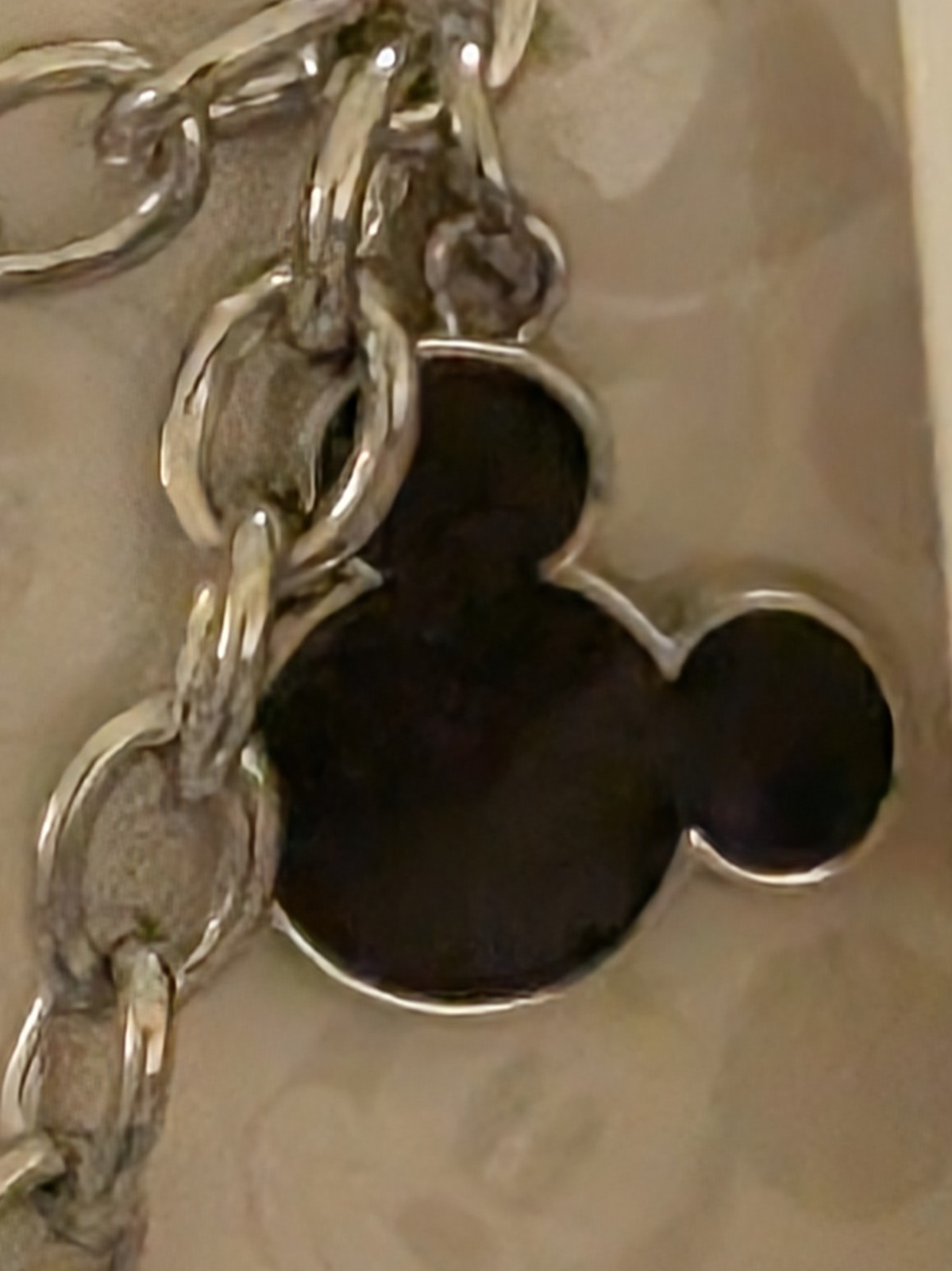 Disney Mickey Mouse & Minnie Charm Bracelet Silver Tone Heart Rhinestone NIP