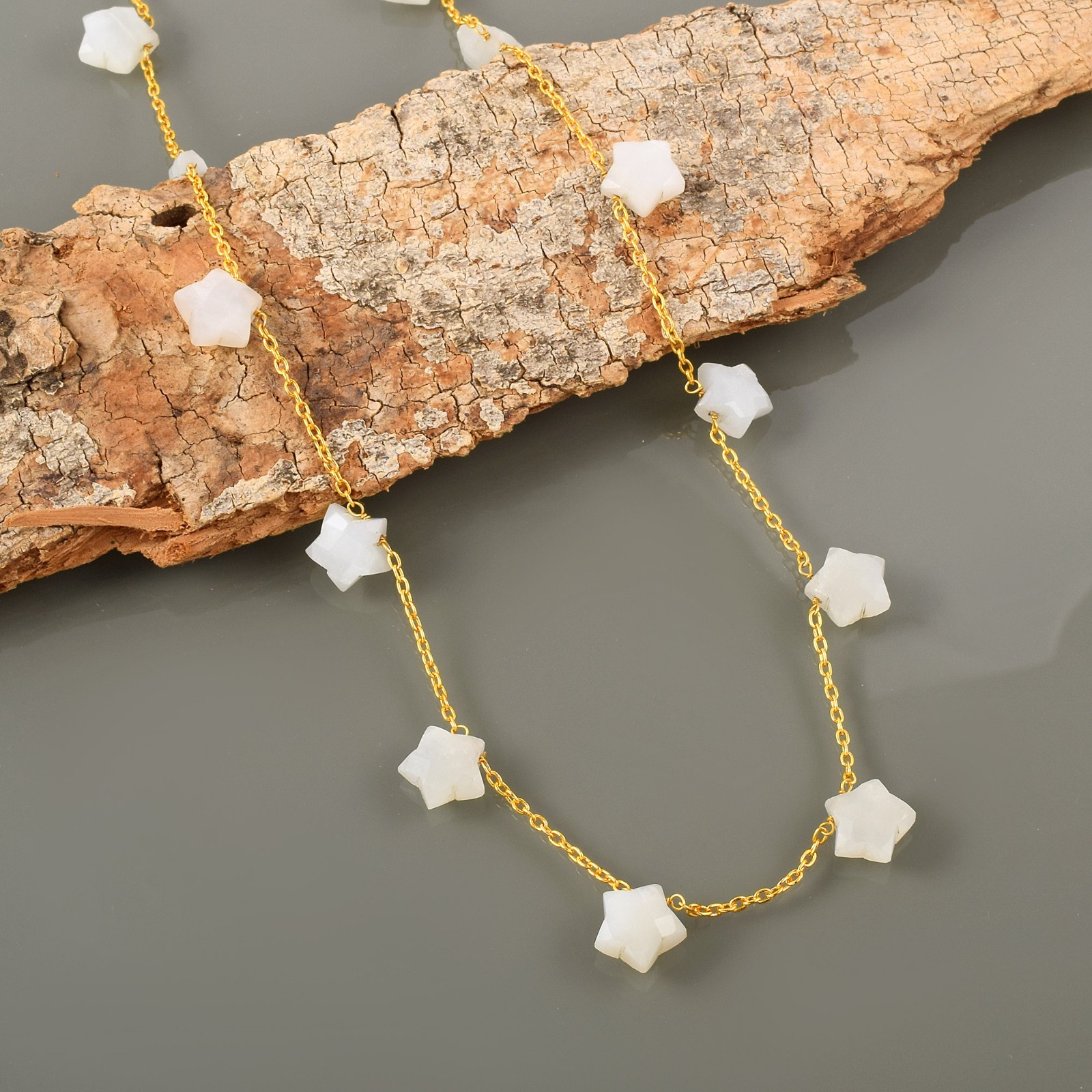 Celestial Star Gemstone Necklace Gold Plated 925 Sterling Silver Clasp