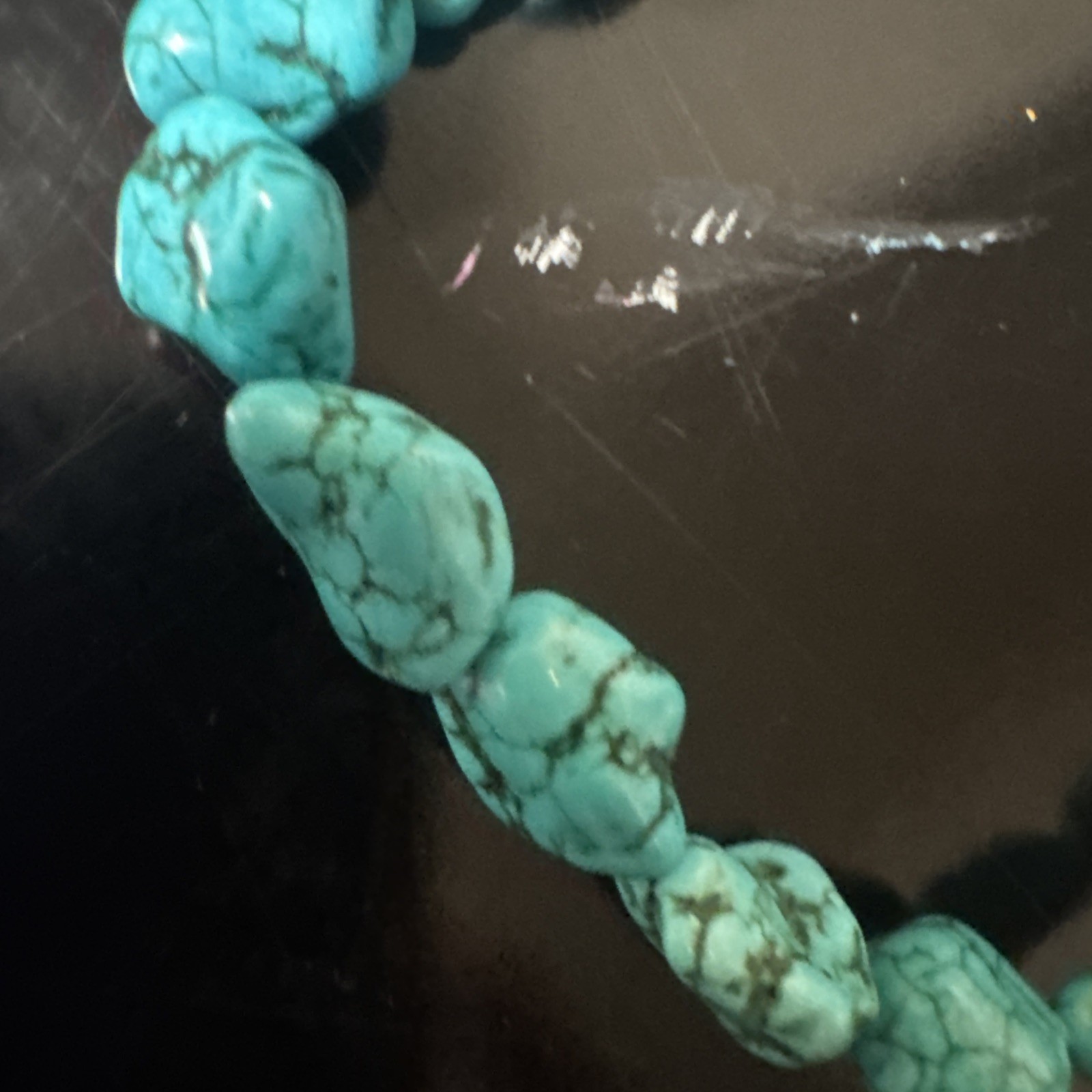 Block Turquoise Tie Back Necklace