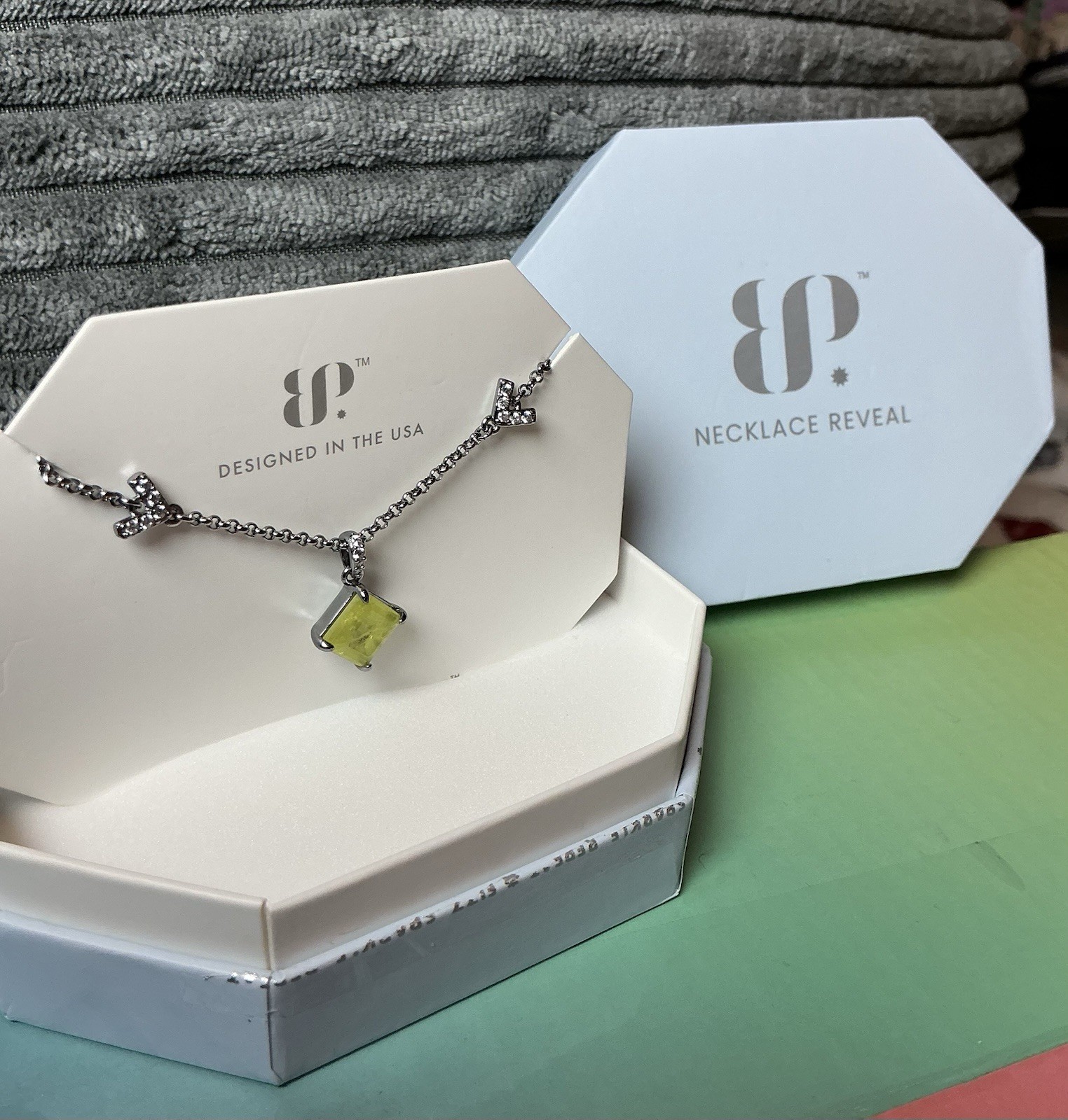 BP Lab-Created Yellow Square Jade Pendant Cable Necklace NK40660