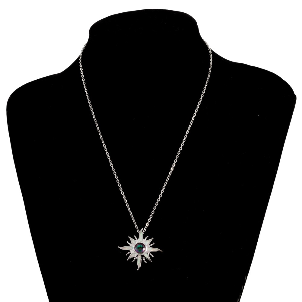 Starburst Mystic Topaz White Fire Opal Silver Jewelry Women Necklace Pendant
