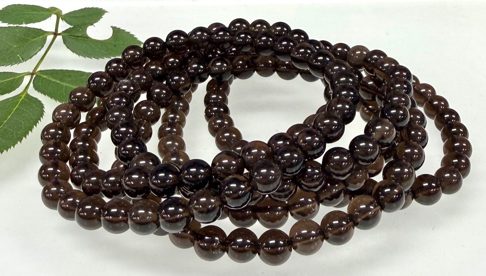 Wholesale Lot 6 Pcs Natural Smoky Quartz 6mm 7.5” Crystal Stretch Bracelet