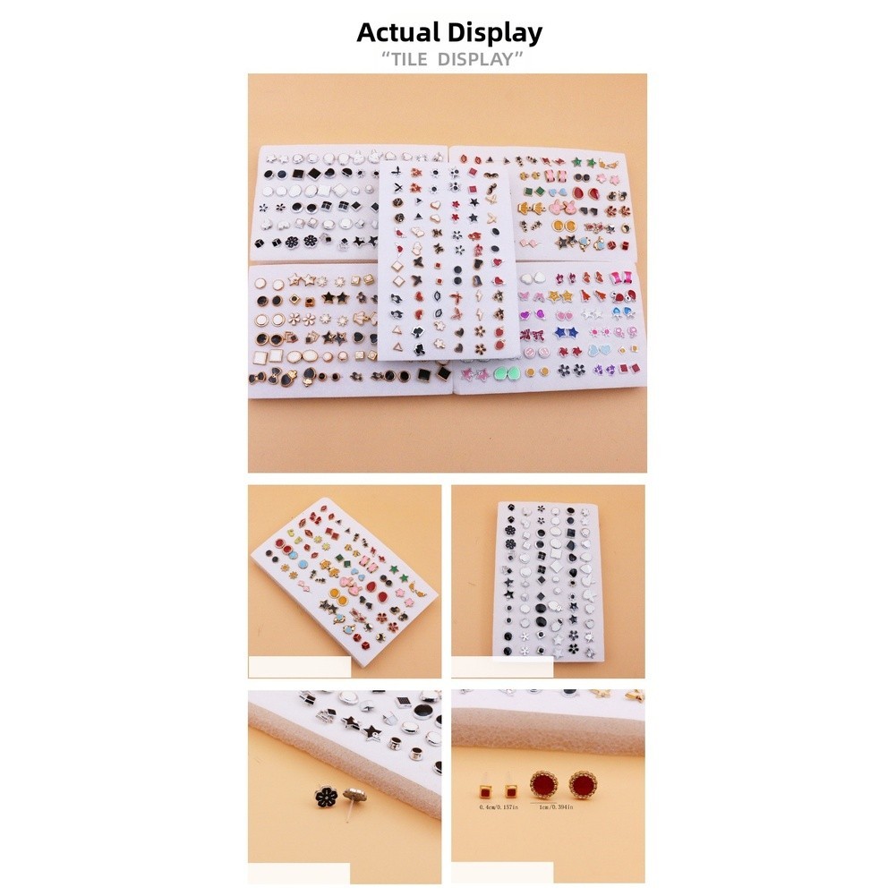 36 Pairs Mixed Color Flower Cartoon Enamel Stud Earrings Set Plastic Resin
