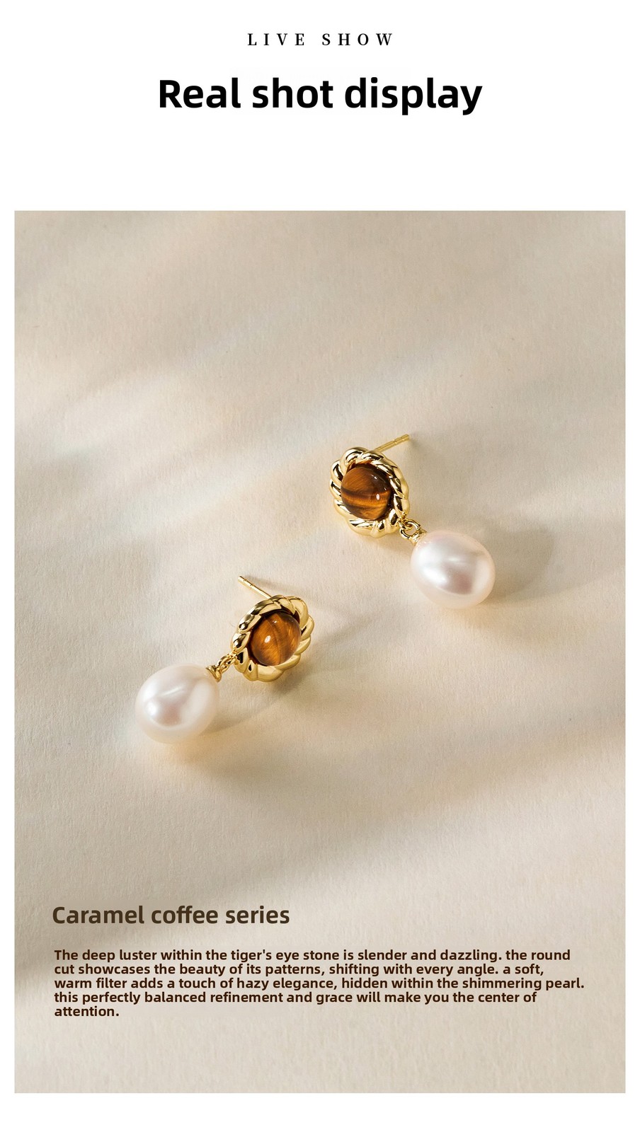 Amber Lollipop Vintage Beauty Pearl Earrings Light Luxury Gemstone Earrings