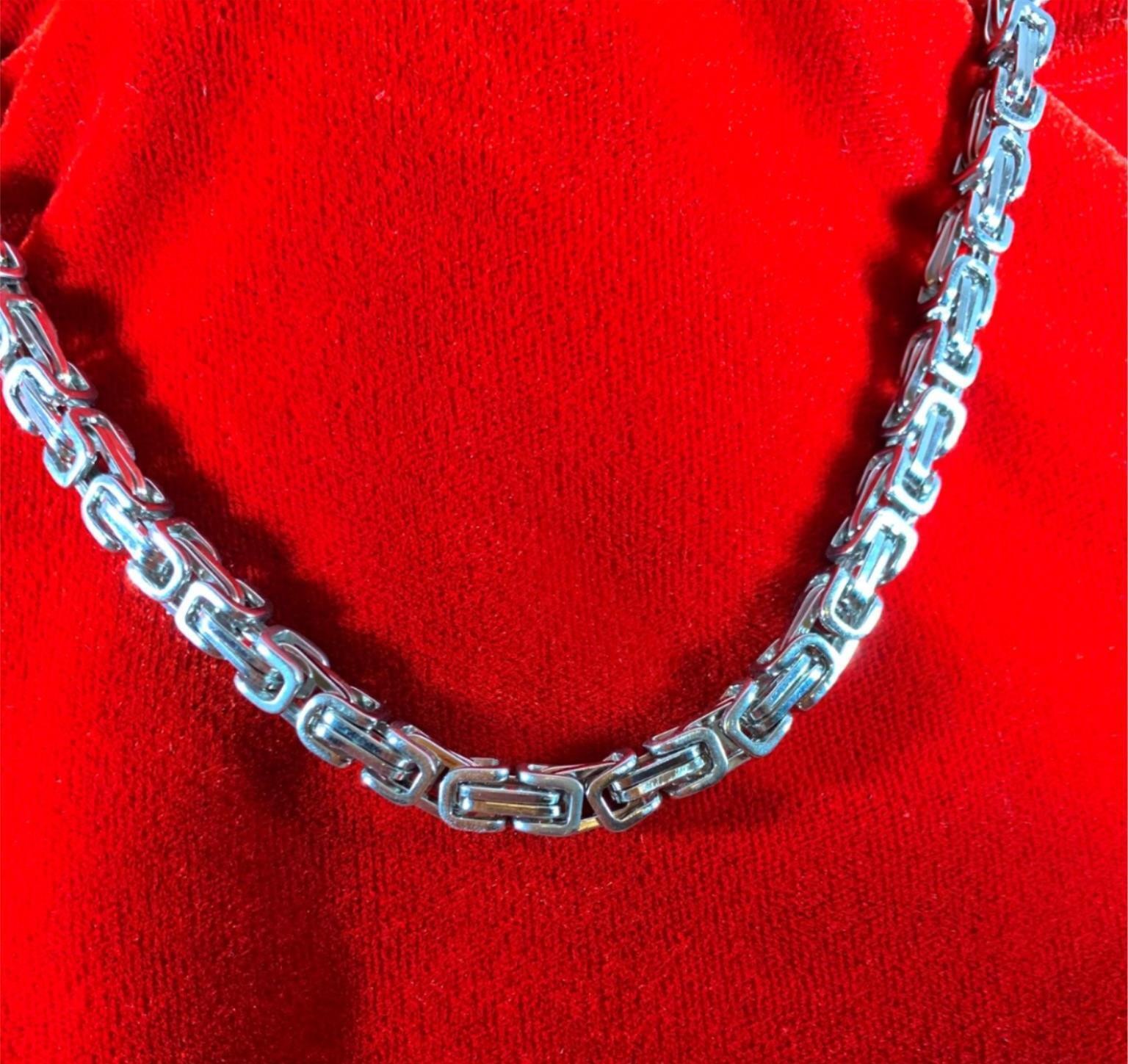18″ STAINLESS STEEL SILVER 6MM BYZANTINE TURKISH BOX CHAIN W/ SPECIAL CLASP