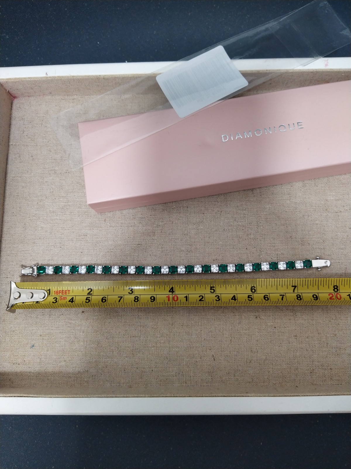 Diamonique Asscher Cut White Emerald Tennis Bracelet Sterling Silver 925 8″ New