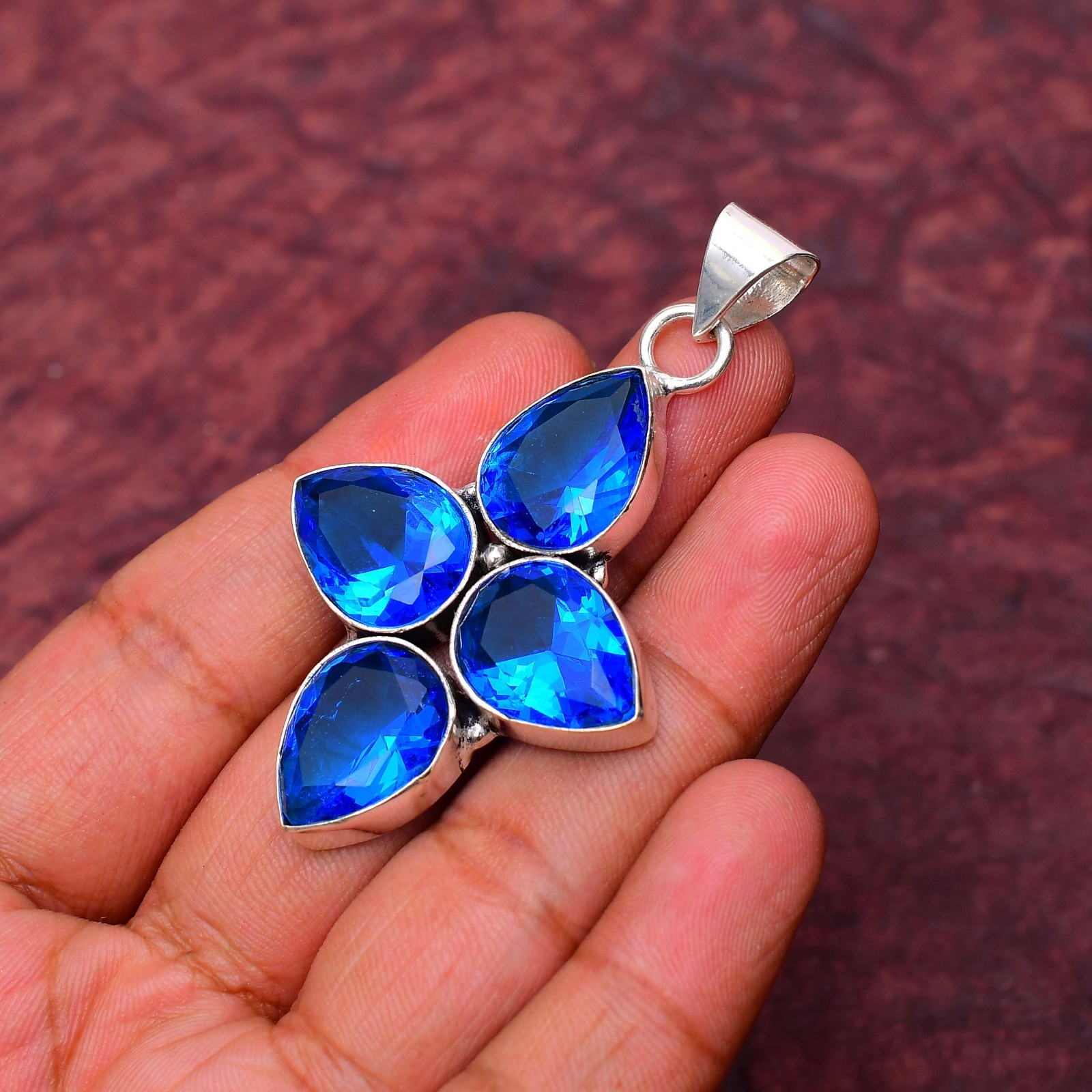 Tanzanite Gemstone 925 sterling silver Handmade Cross Pendant jewelry 2.28″