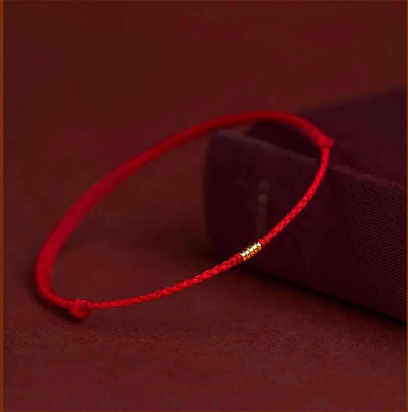 Hand Braided Red Rope Bracelet Copper Luck Bead Hand Rope Bracelet Simple