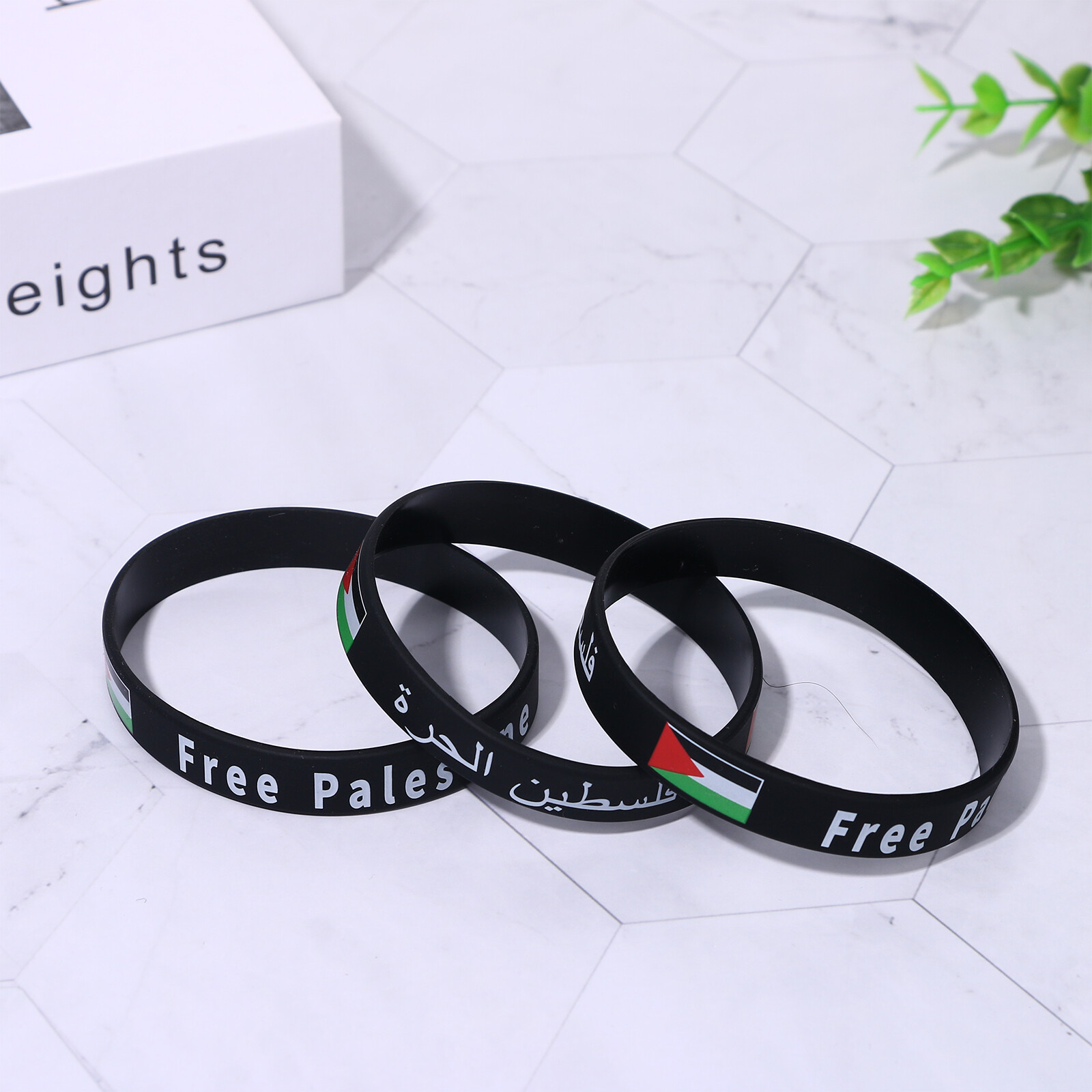 10Pcs Free Palestine National Flag Silicone Rubber Bracelet Protect Peace Bangle