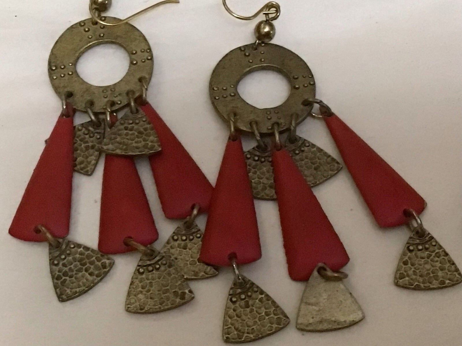 Lot 8 Pair Pierced Earrings Hoops Drop Dangle Shield Unknown Metal & Materials