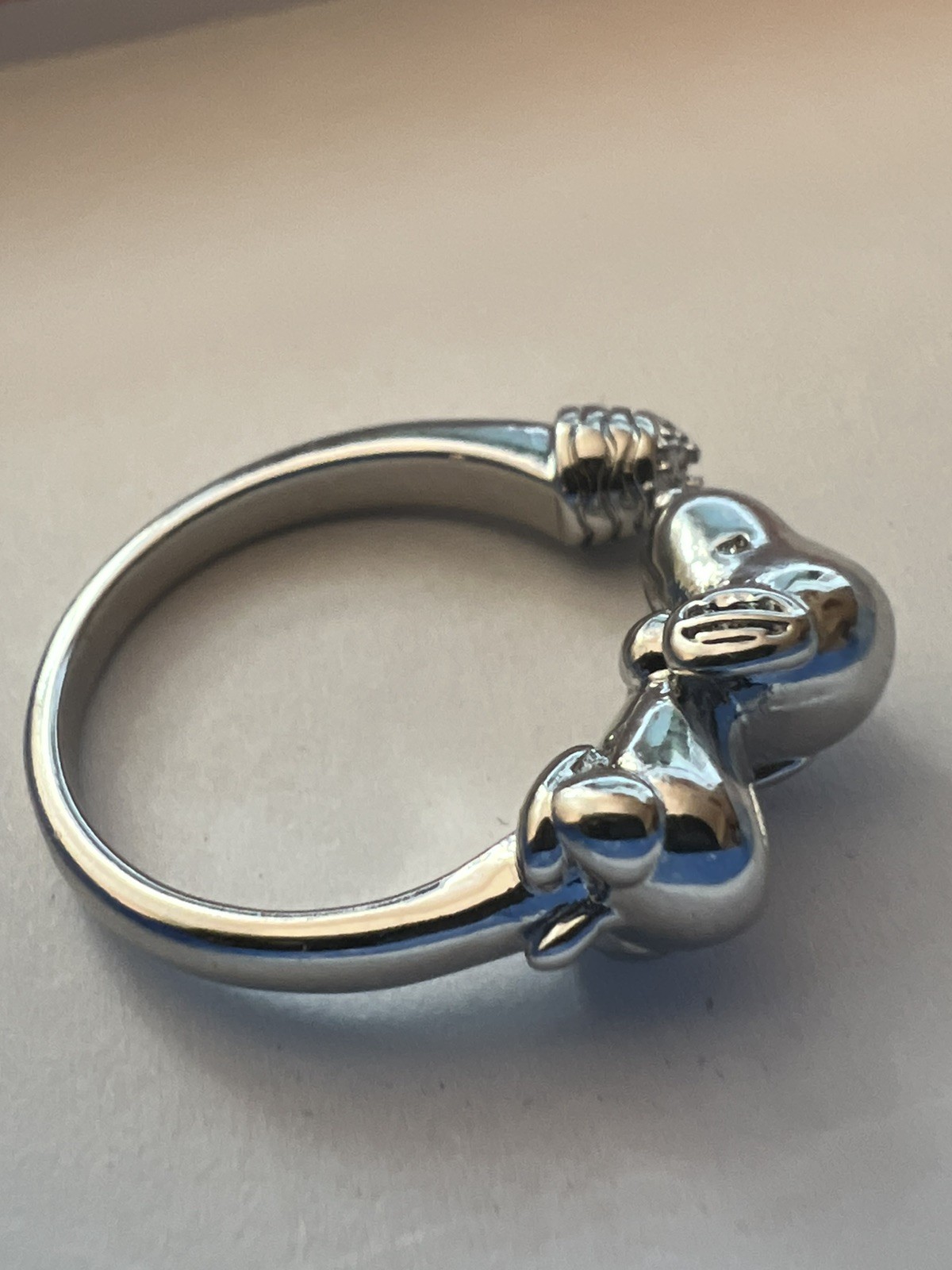 Peanuts Snoopy With Bowl Adjustable Silver Tone Ring One Size Fits All Pet Lover