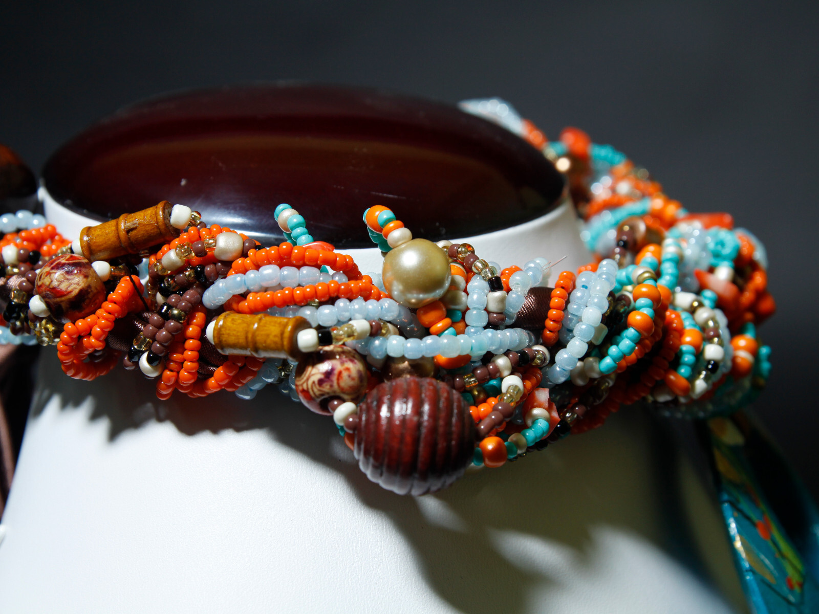Reproduction Pre-Colombian Jewelry: Wood Satin Necklace (1249-30-G02) 10URM1