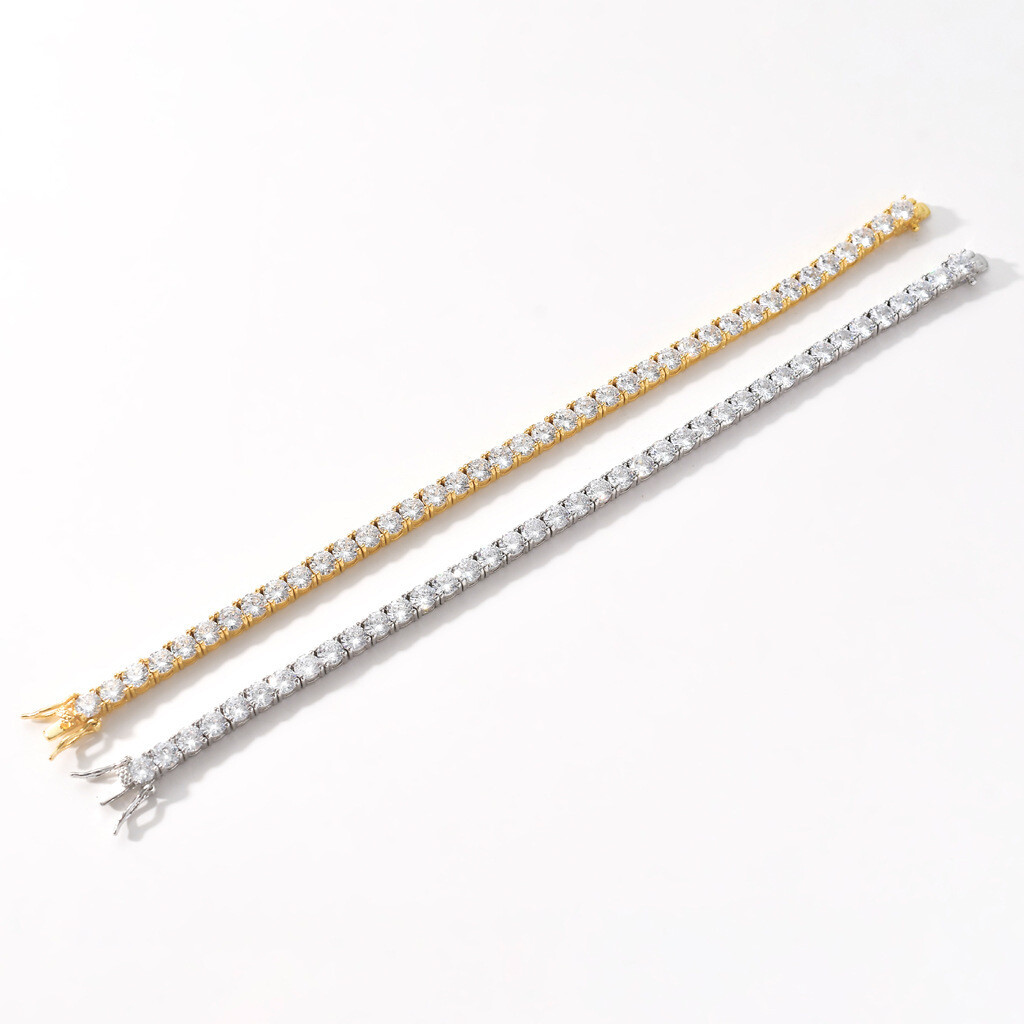 6″-24″ Hip Hop Necklace Bracelets 5A CZ Diamonds Real Gold Plated Tennis Chain
